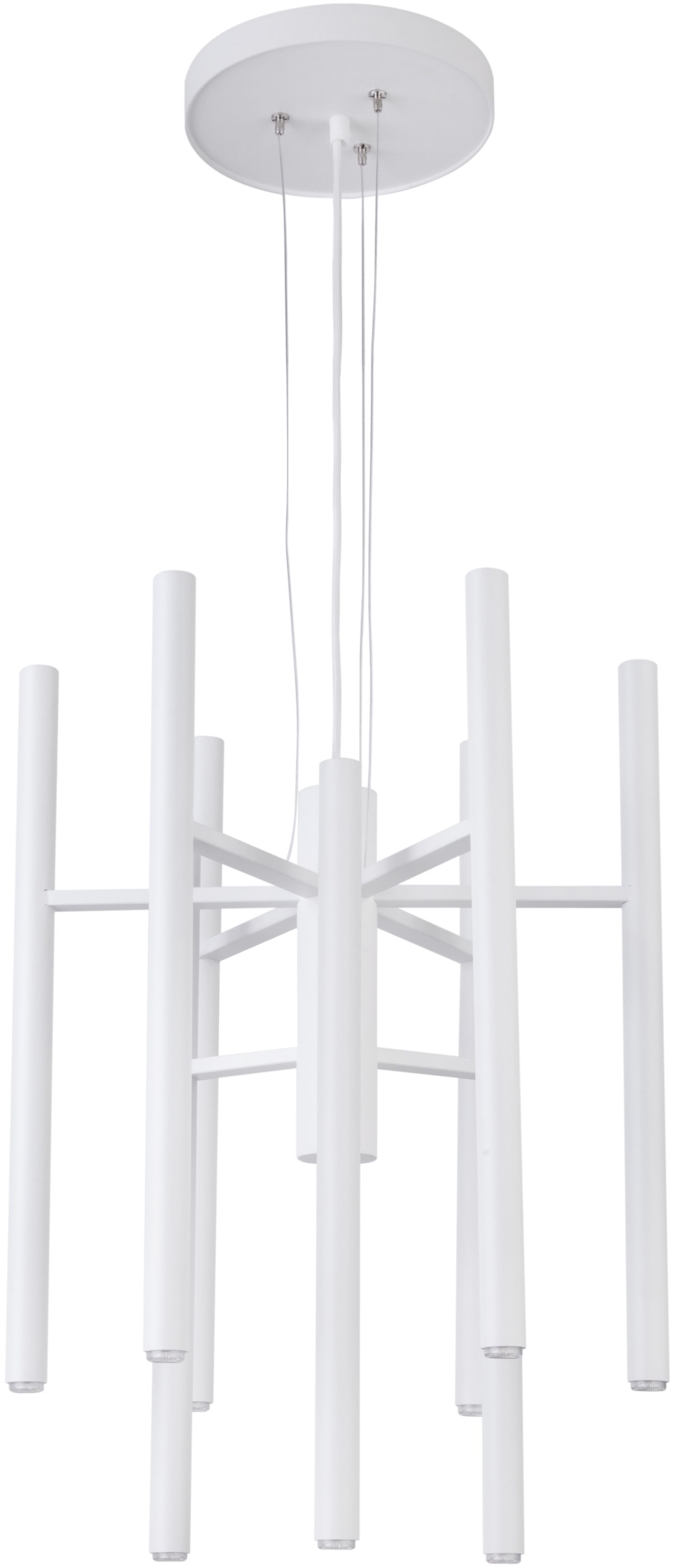 Suspension blanche métal cylindre design G9 9 flammes