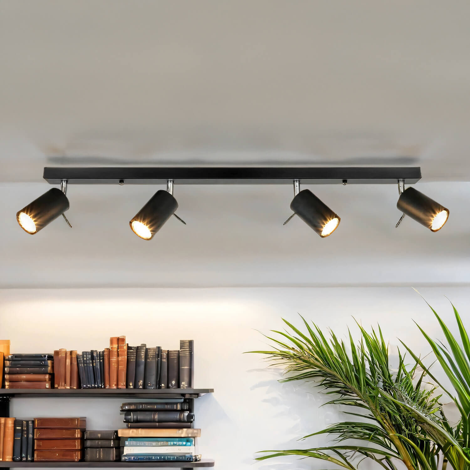 Deckenstrahler 4-flammig GU10 80 cm lang Schwarz Metall Beleuchtung