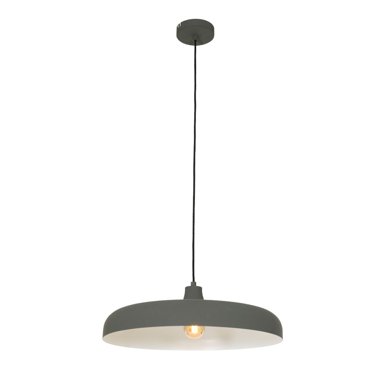 Lampe à suspendre Métal Gris L:50 cm rond E27 Design moderne