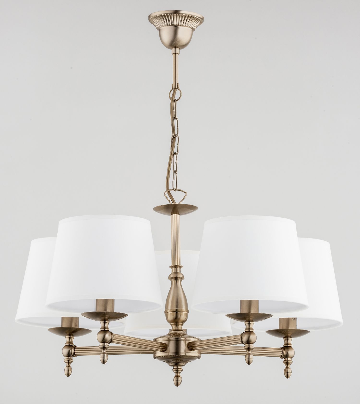haengelampe-kronleuchter-gross-goldene-haengelampe-ilmar-5x-e14-bis-10w-gold-weiss-le130621-02 Hängeleuchte, Chandelier, Metall, Weiß, 4-Lampen
