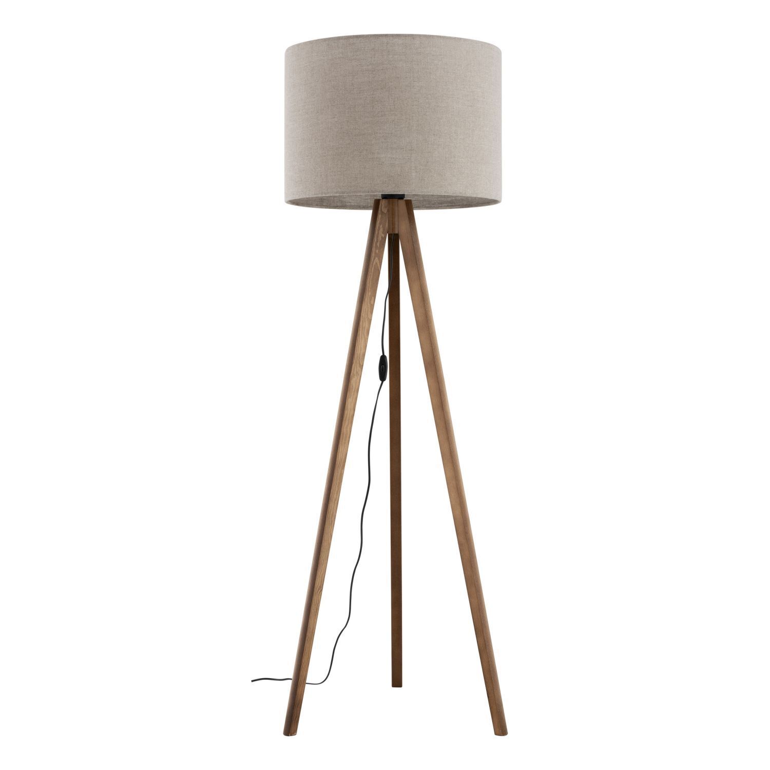 Lampadaire petit 145 cm lin bois E27 trépied