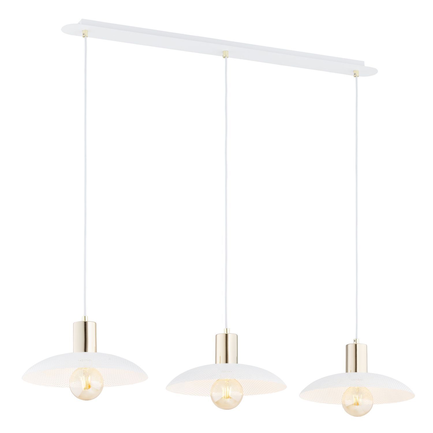 Suspension métal L : 90 cm E27 blanc or 3 flammes E27