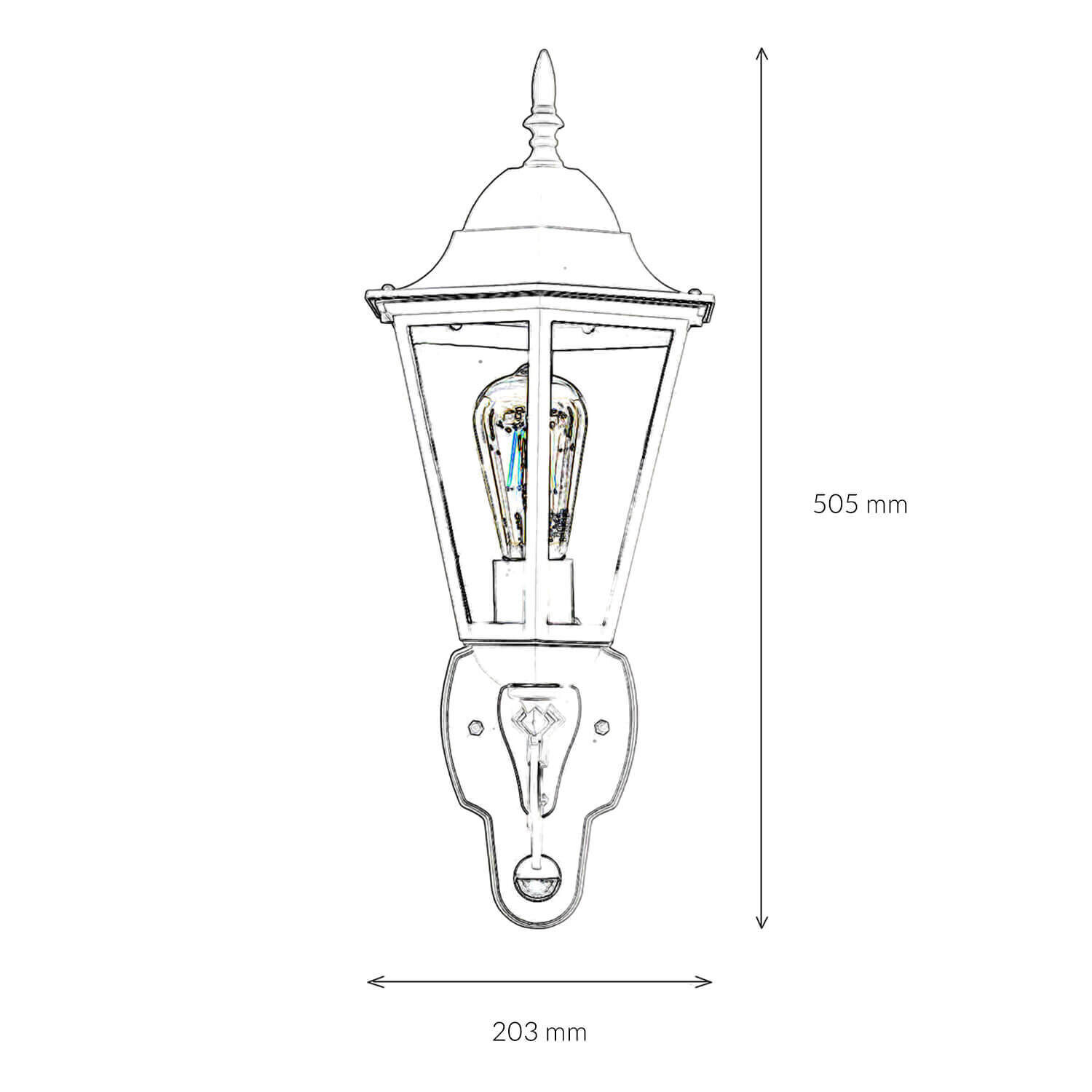 Lampe d'extérieur rustique avec détecteur de mouvement en noir cuivre