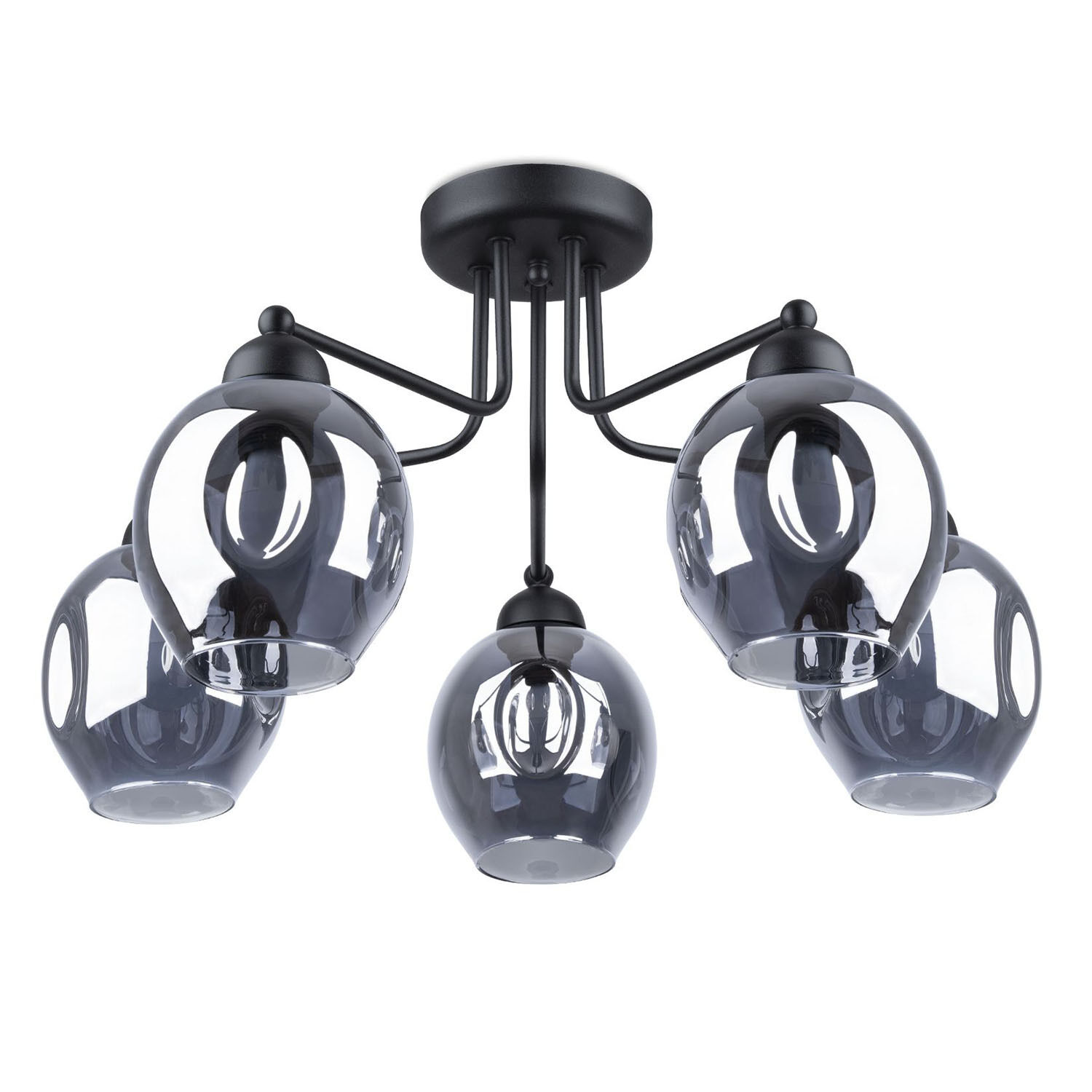 Lampe de plafond noir verre fumé métal E27 Moderne