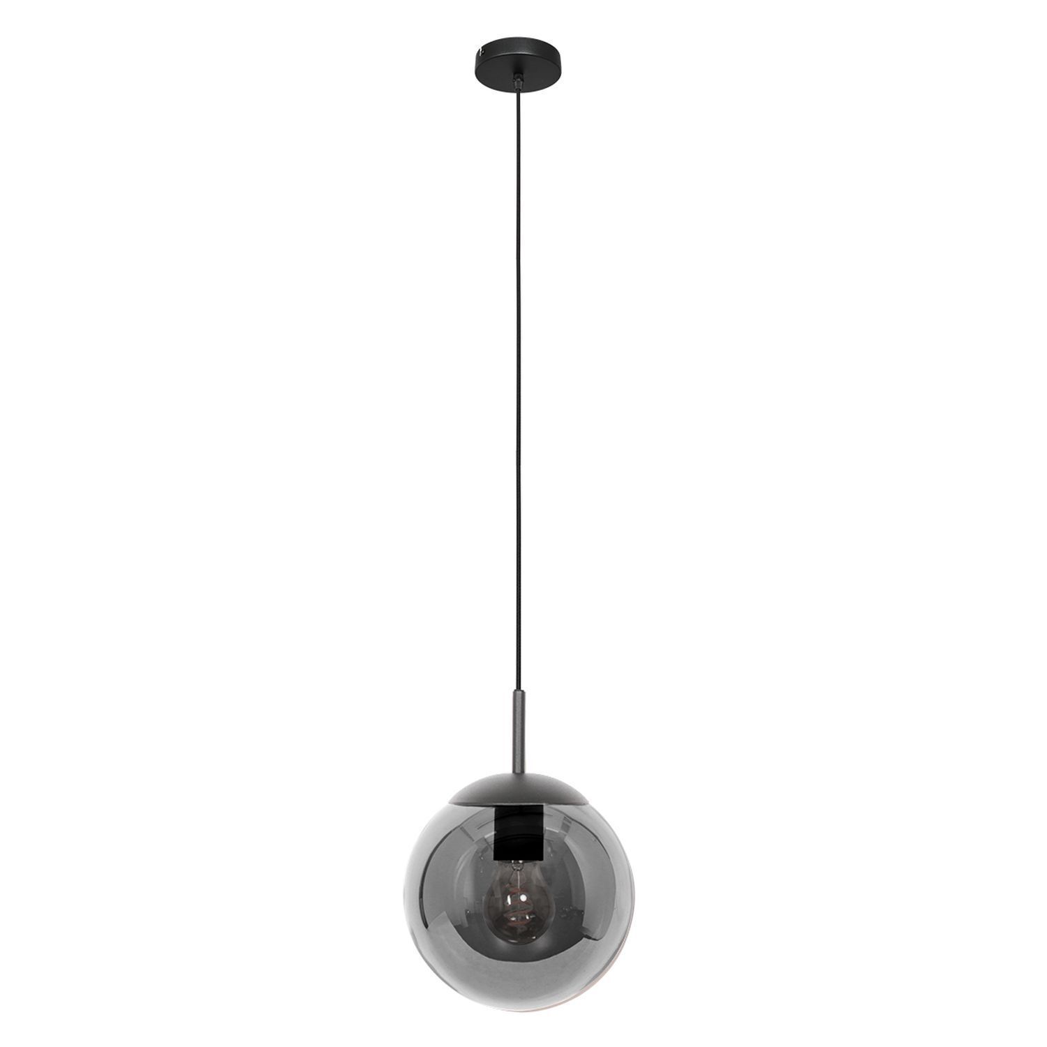 Lampe à suspendre moderne en verre gris fumé E27 Ø20 cm rond