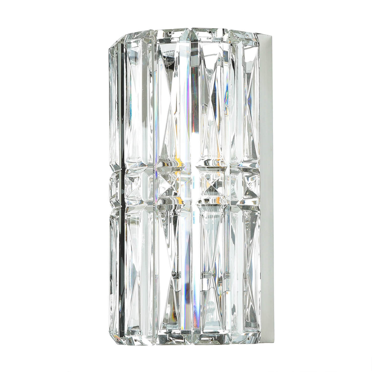 Wandlampe Metall Glas 25 cm hoch Chrom E14 länglich Leuchter, Lampe