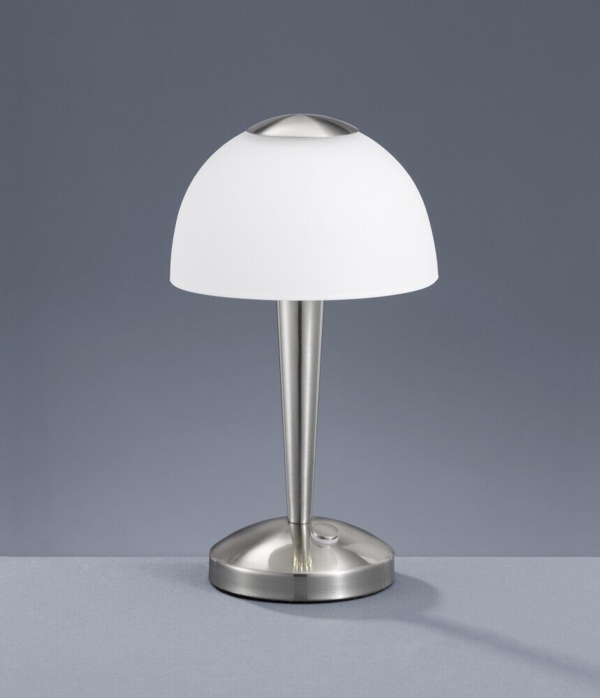 Lampe de table ronde moderne à LED tactile en nickel mat