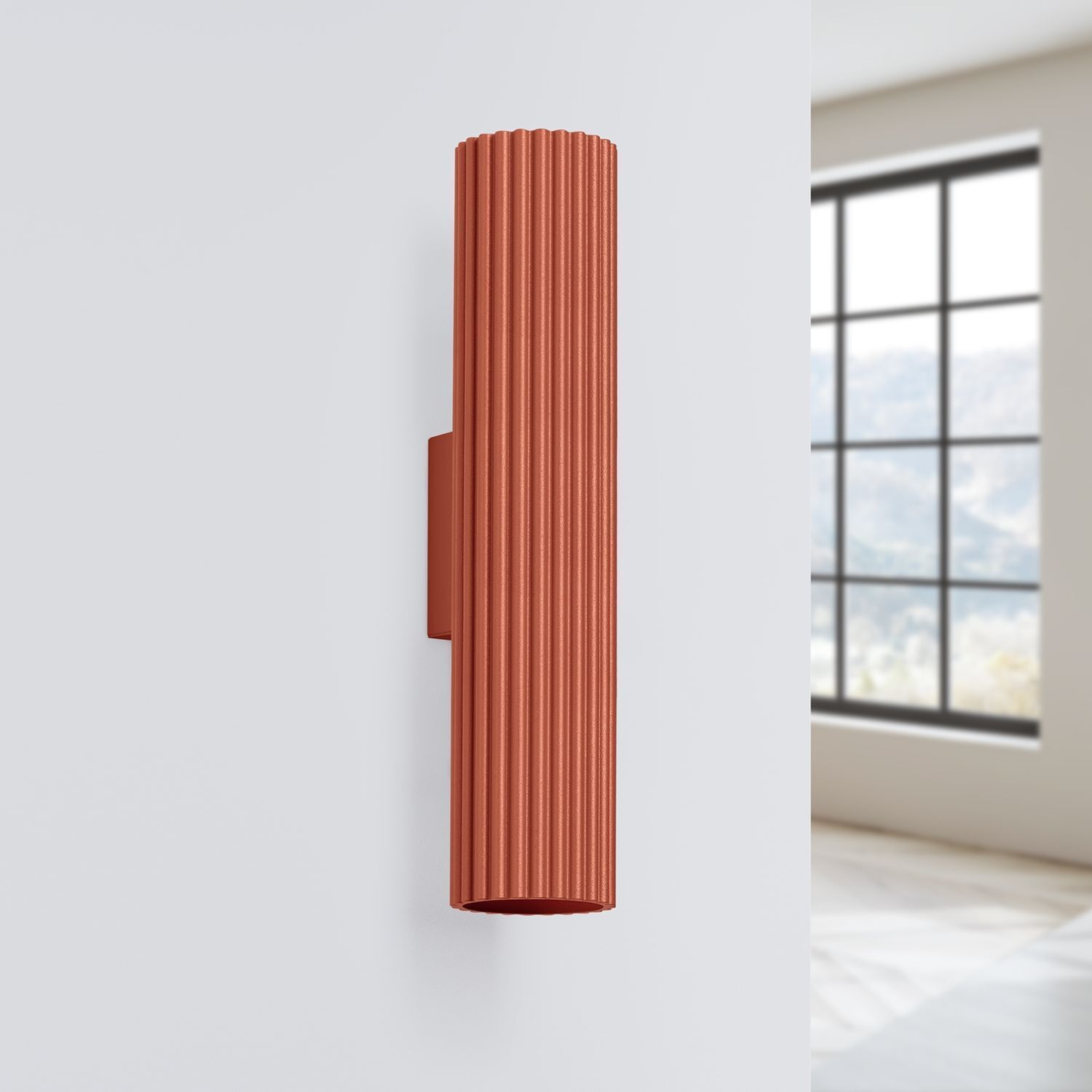 Applique moderne Up Down H : 30 cm Rouge GU10 2 flammes Alu