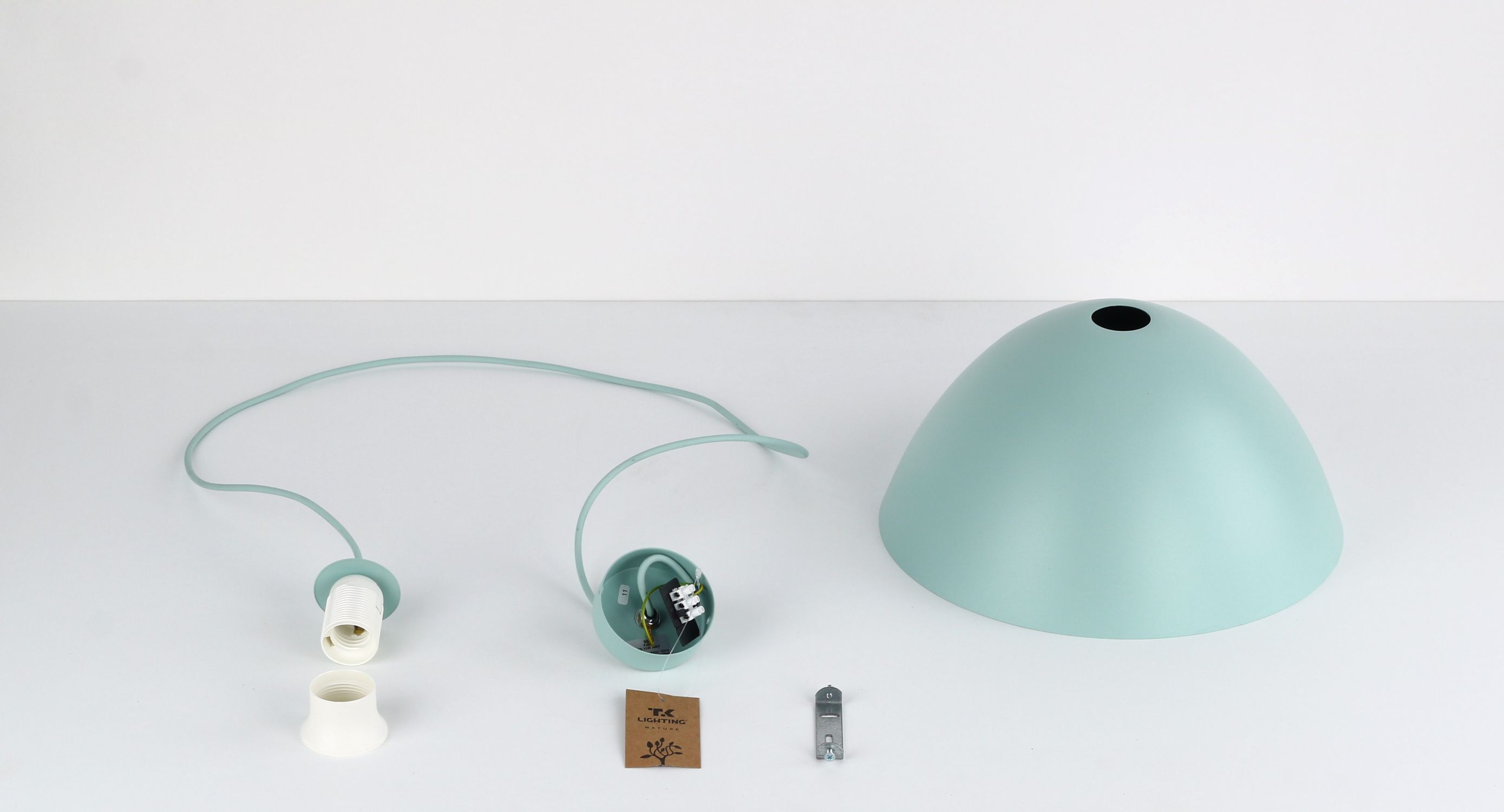 Suspension métal E27 ronde Ø 34 cm H : max. 165 cm Menthe