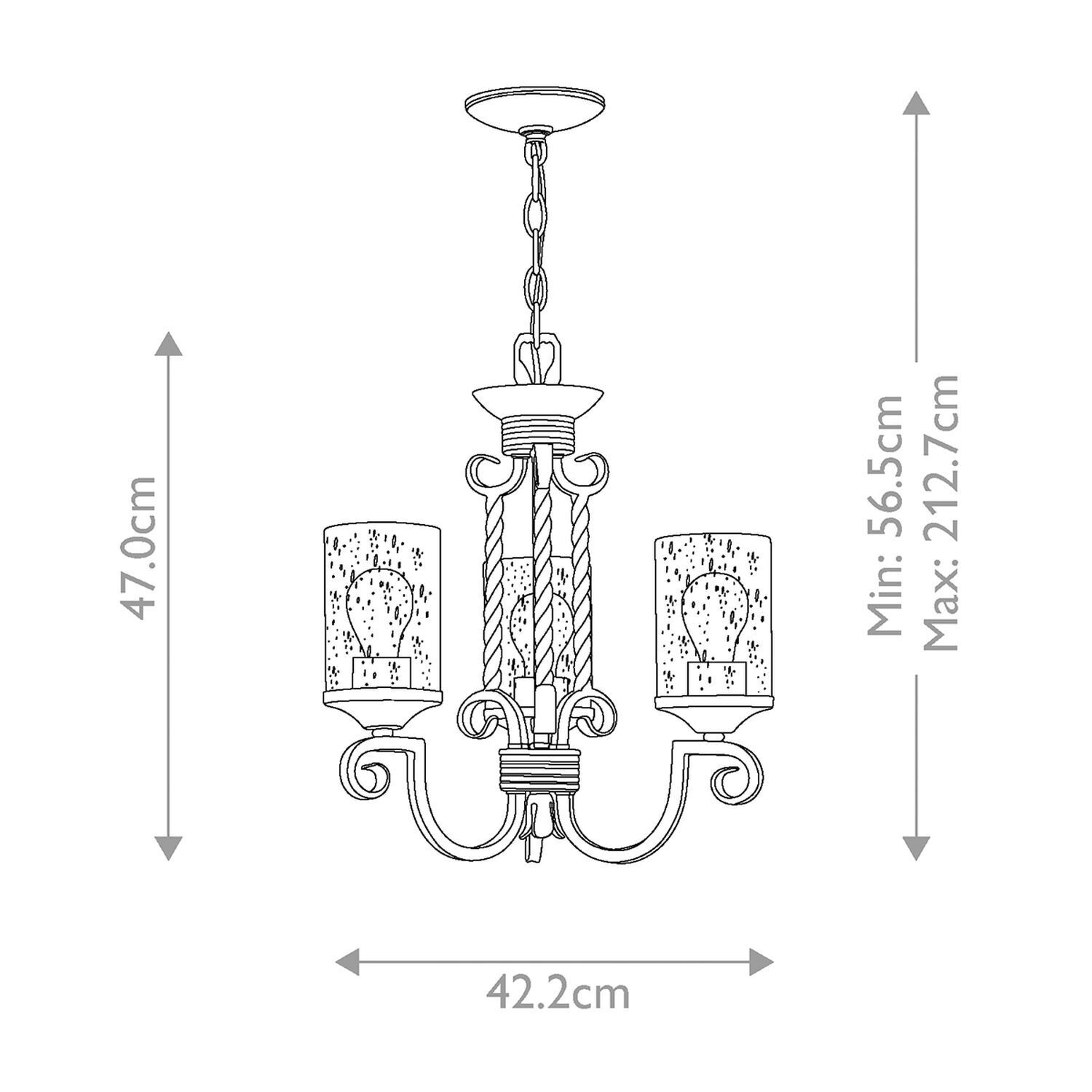 Lustre avec abat-jour L : 42,2 cm Noir Antique Rustique Leuchter, Lampe