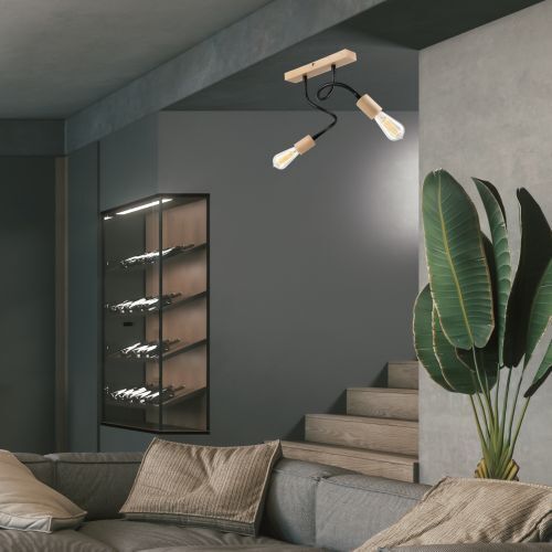 Plafonnier KASSIDY Noir Bois Moderne flexible