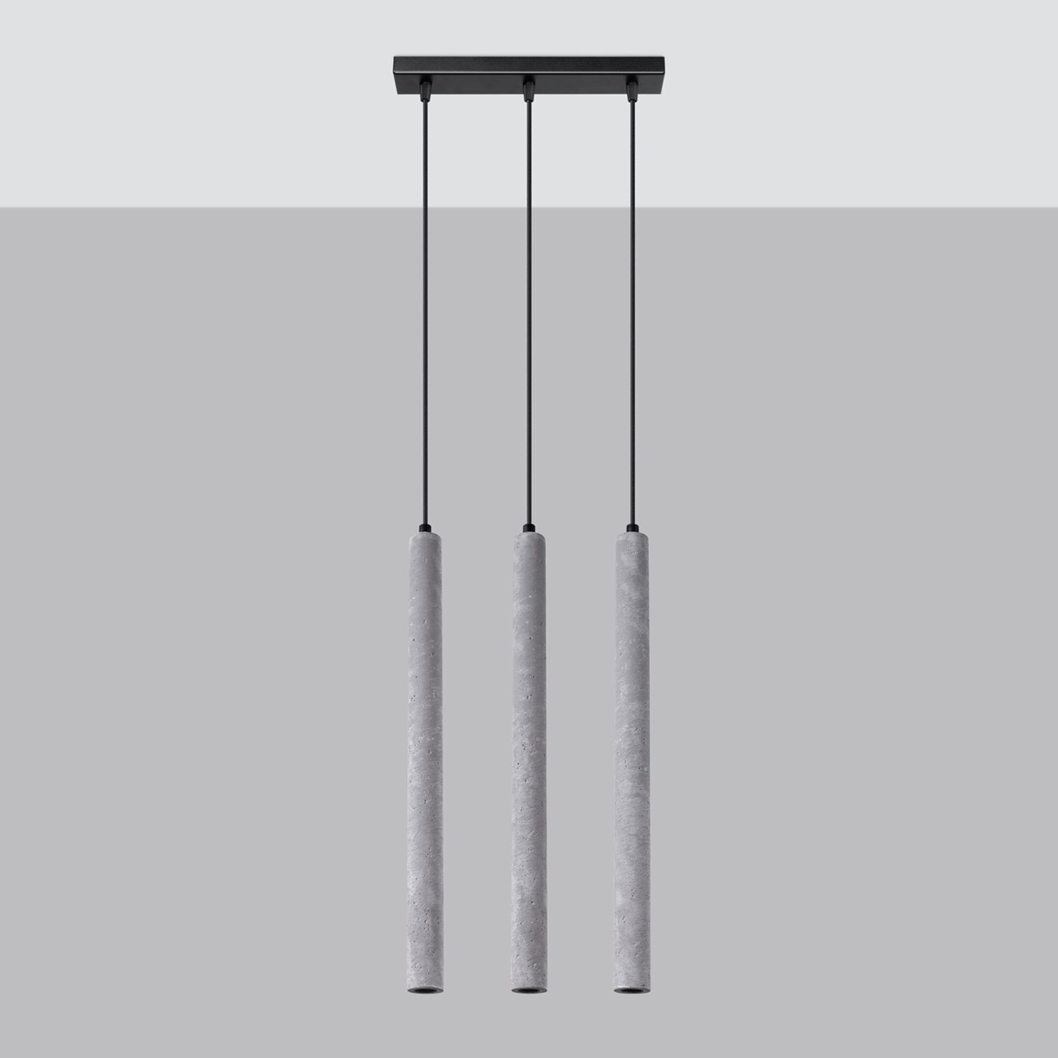 Lange Pendelleuchte Beton Grau G9 30 cm 3-flammig hängelampe, pendellampe, Concrete, drei röhren, minimalistisch
