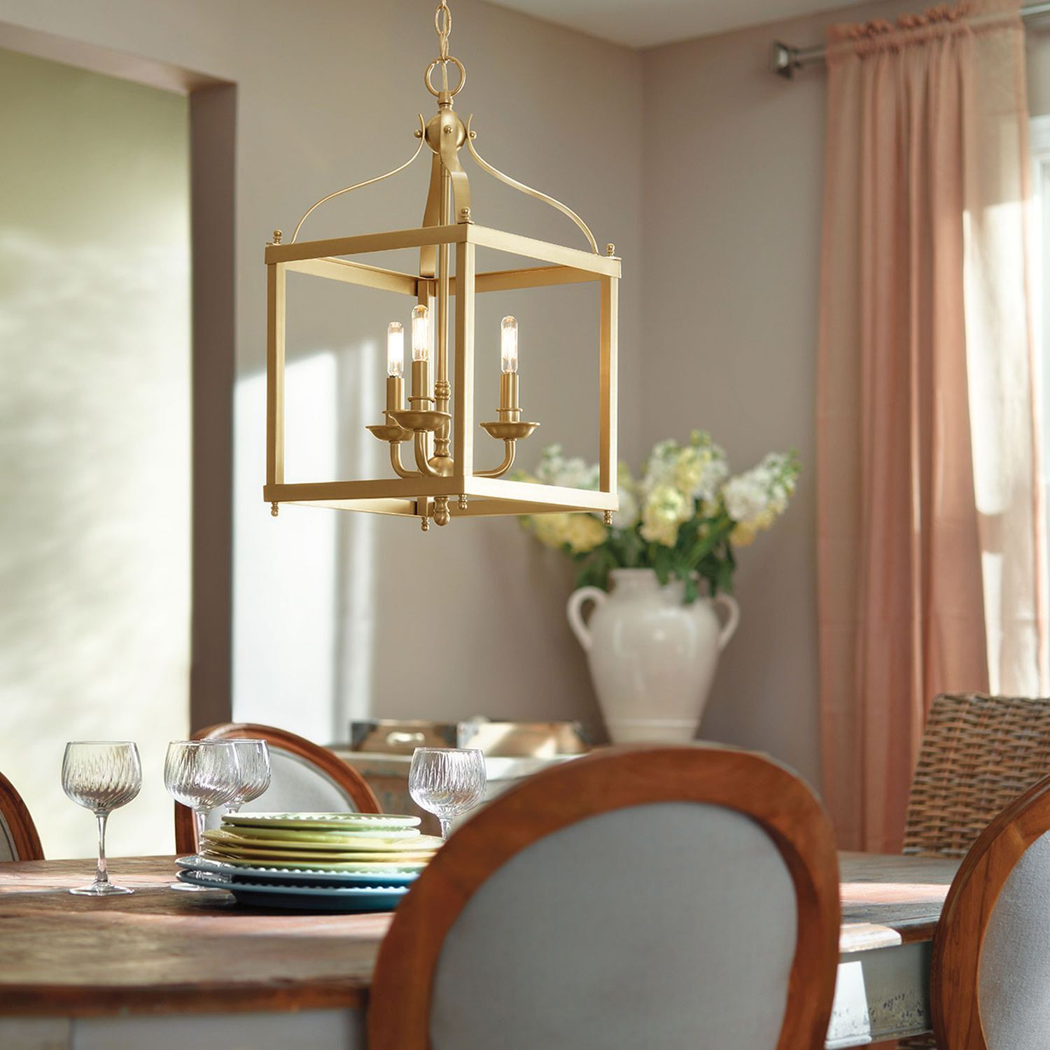 Suspension en métal 30,5 cm de large H : max. 246,4 cm 3x E14 Speisesaal, Esstisch, Tisch, Kronleuchter, Tischplatte