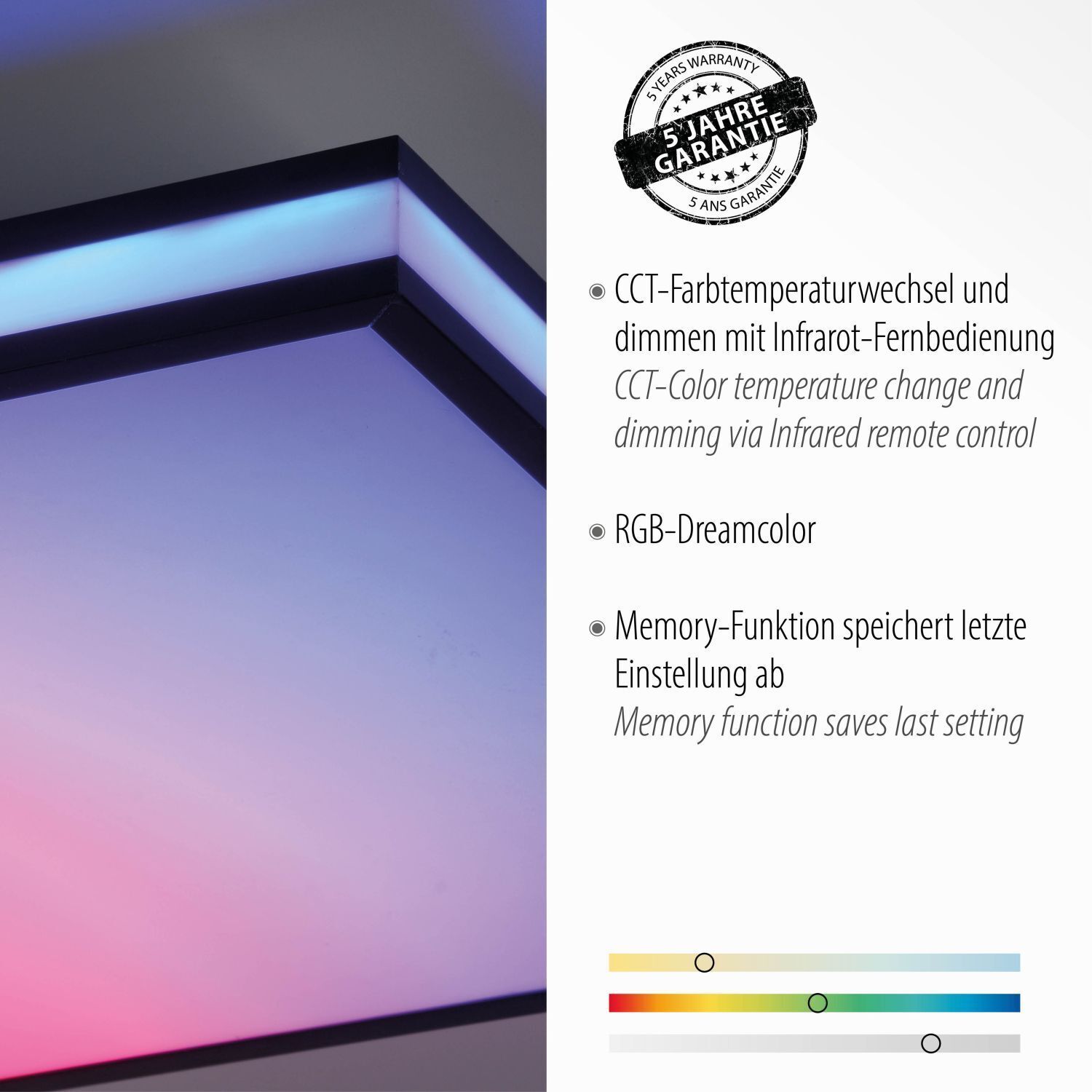 Lampe de plafonnier LED dimmable 2700-5000 K L:45 cm faible éblouissement
