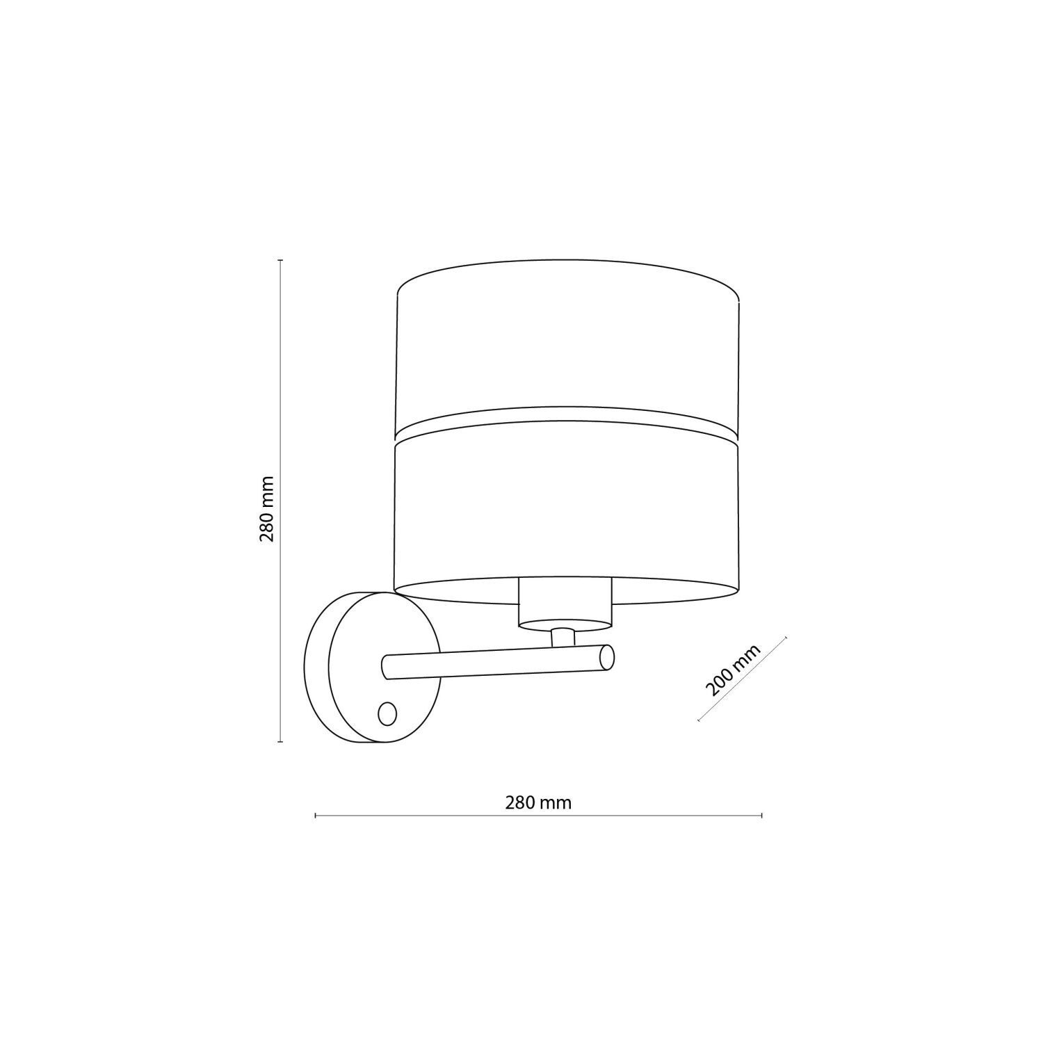 Applique murale avec interrupteur Tissu Métal Noir Or E27