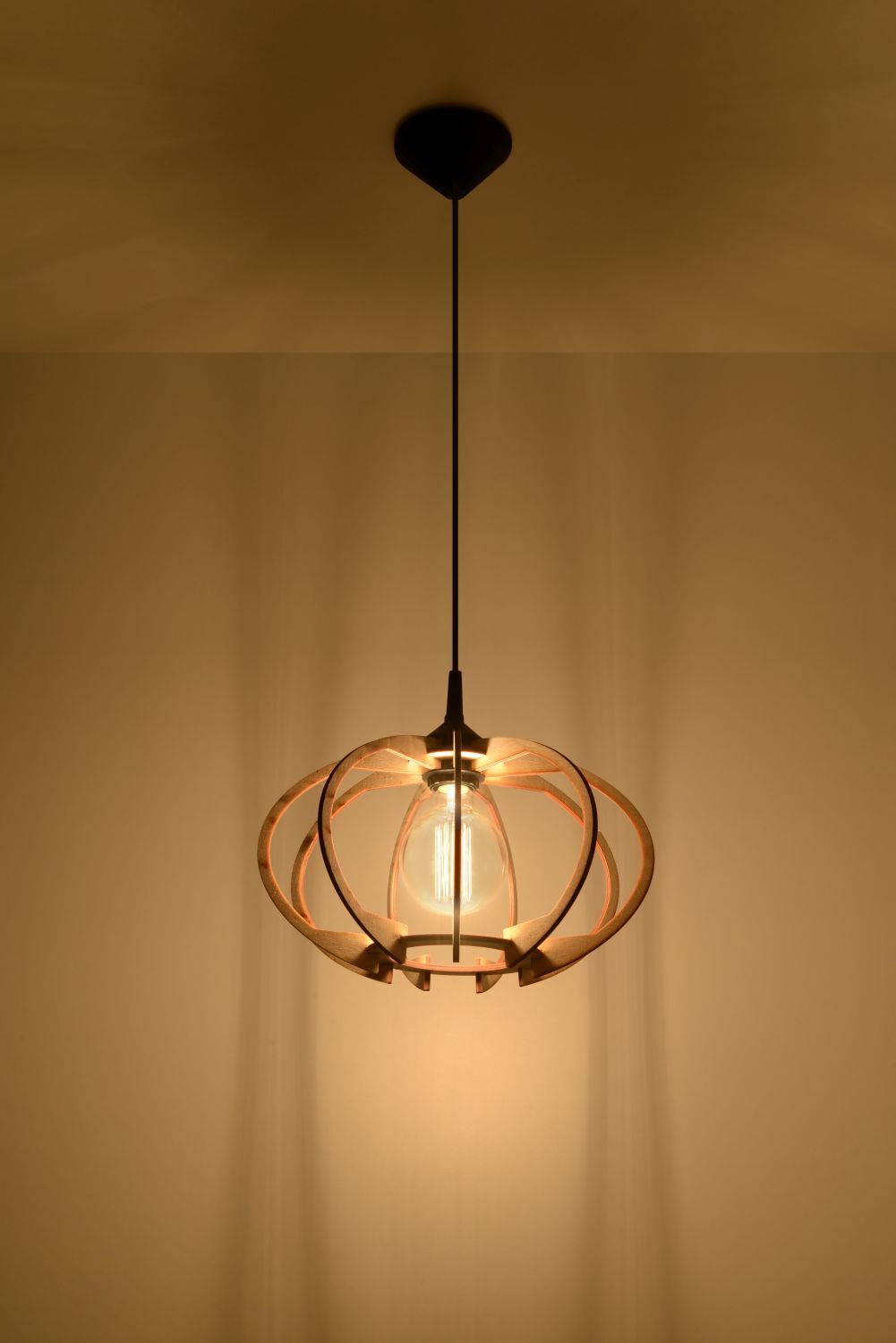 Lampe à suspendre en bois Ø35cm Moderne E27 confortable VIRIA Lampe, Kronleuchter