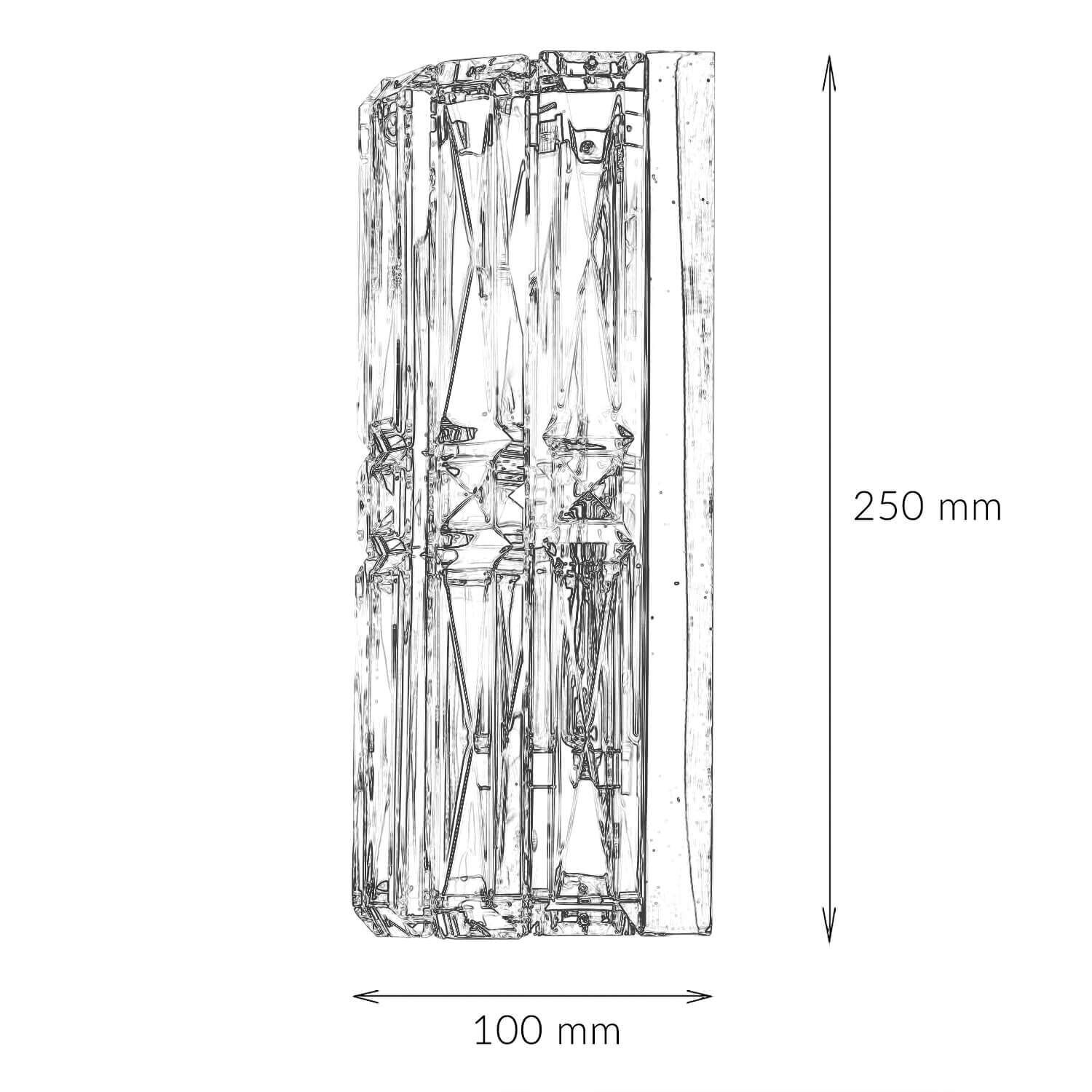 Applique métal verre hauteur 25 cm chrome E14 allongée