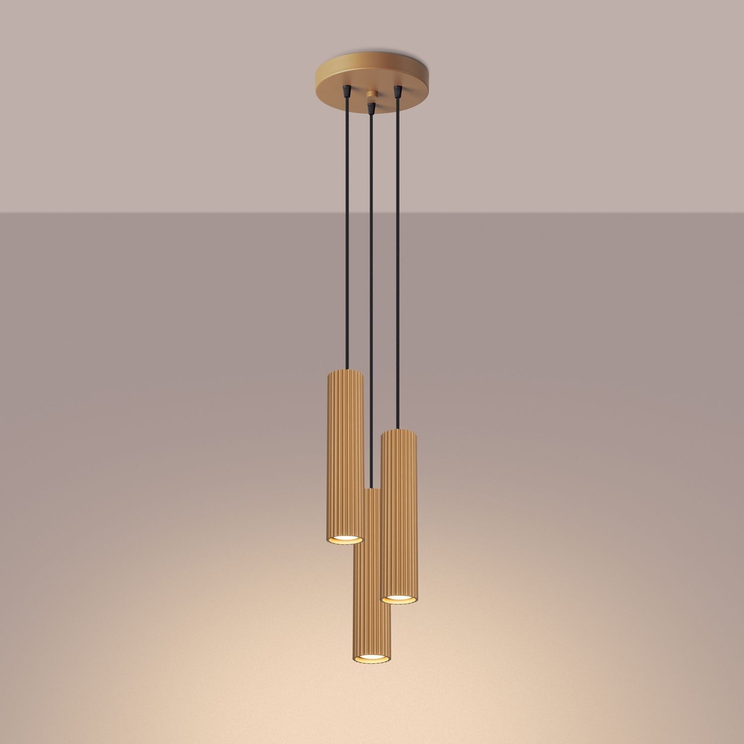 Lampe à suspendre 3 flammes GU10 aluminium L : 19,5 cm en or