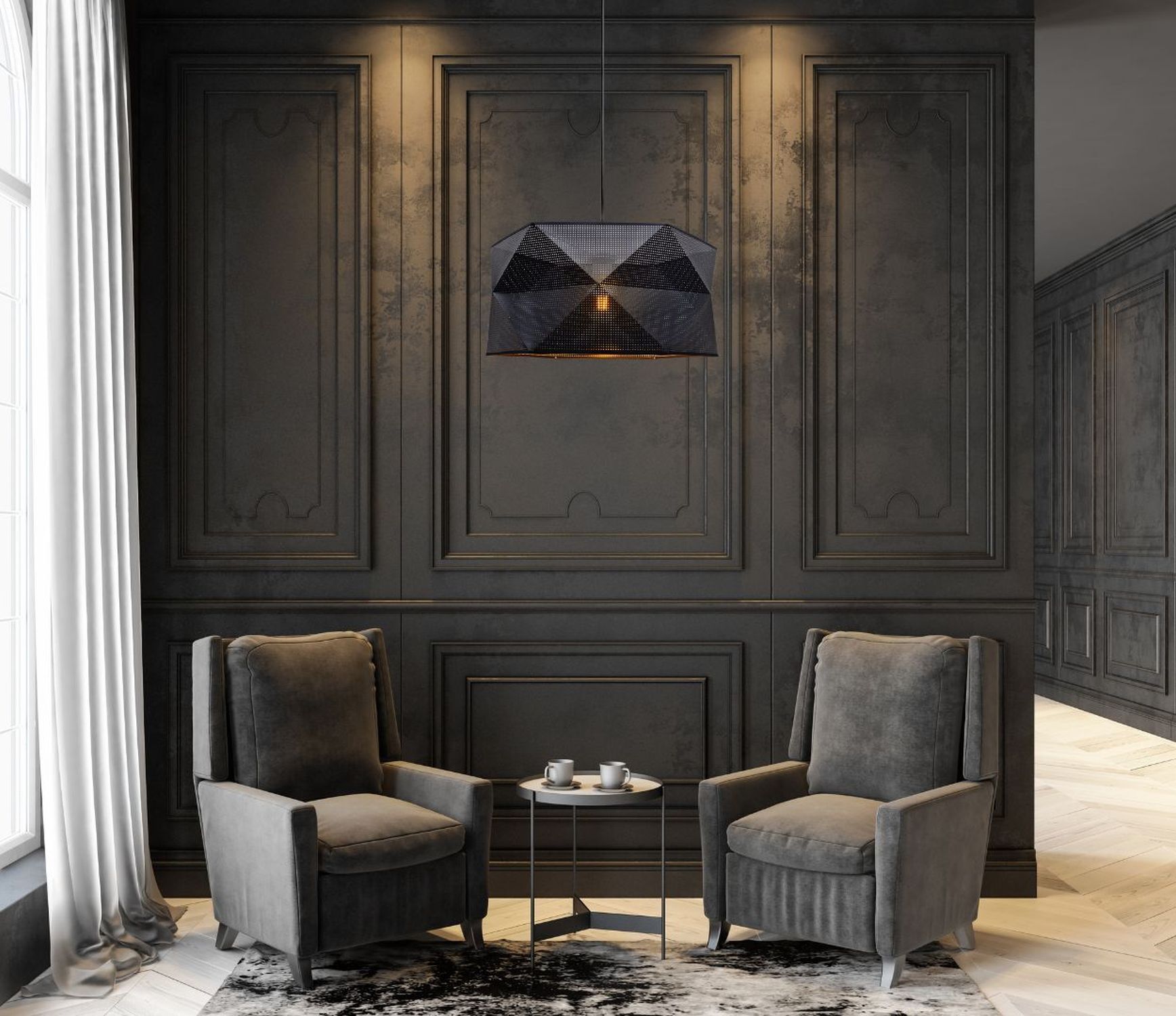 Lampe à suspendre moderne tissu anti-éblouissement E27 L:70 noir Drinnen, Innenarchitektur, Mobiliar, Stuhl, Tasse