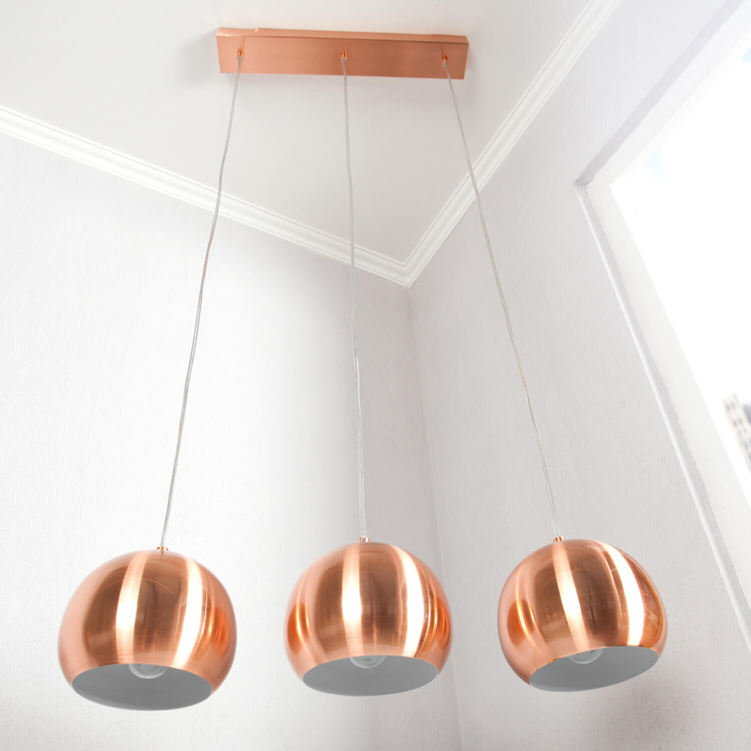 Suspension brillante Retro longue E27 aspect cuivre