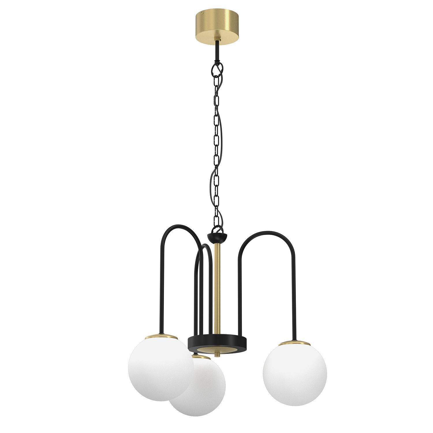 Suspension ronde en laiton noir blanc E14 Ø51 cm