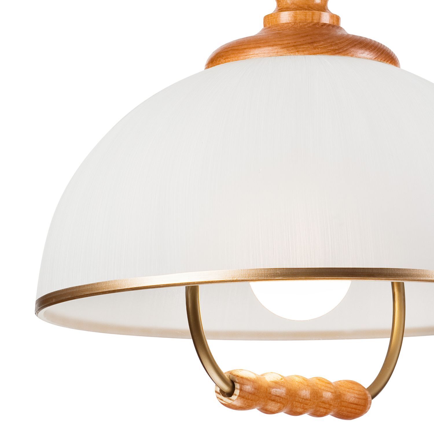 Runde Pendelleuchte Glas Holz E27 Ø30 cm in Kiefer Weiß Hängelampe, Lampenschirm, Weiß, Holzgriff, Metallring