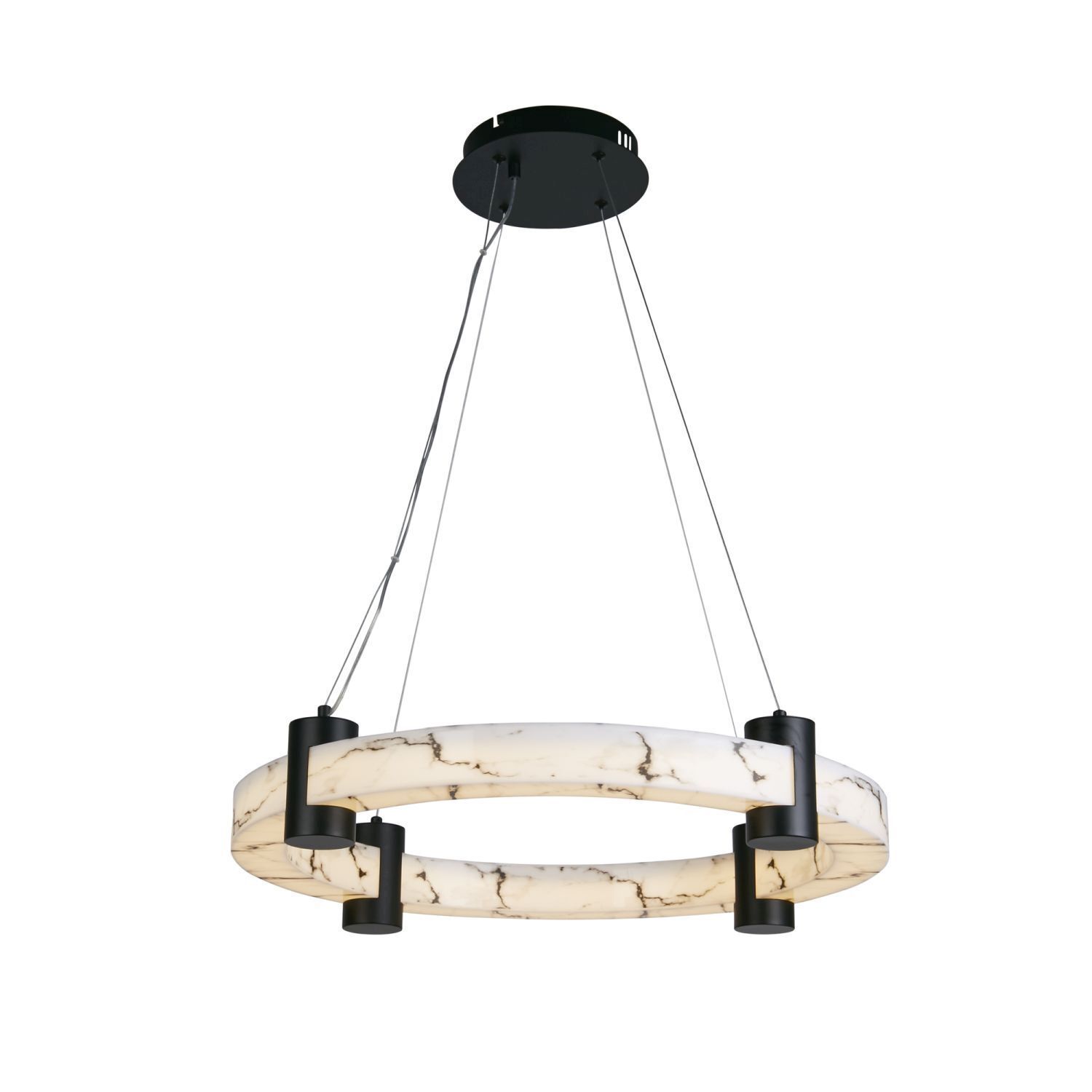 Runde LED Pendelleuchte Metall Harz Ring B:60,5 cm 29 W Hängelampe, Kronenring, Marmoroptik, LED, Hängelampen-Design