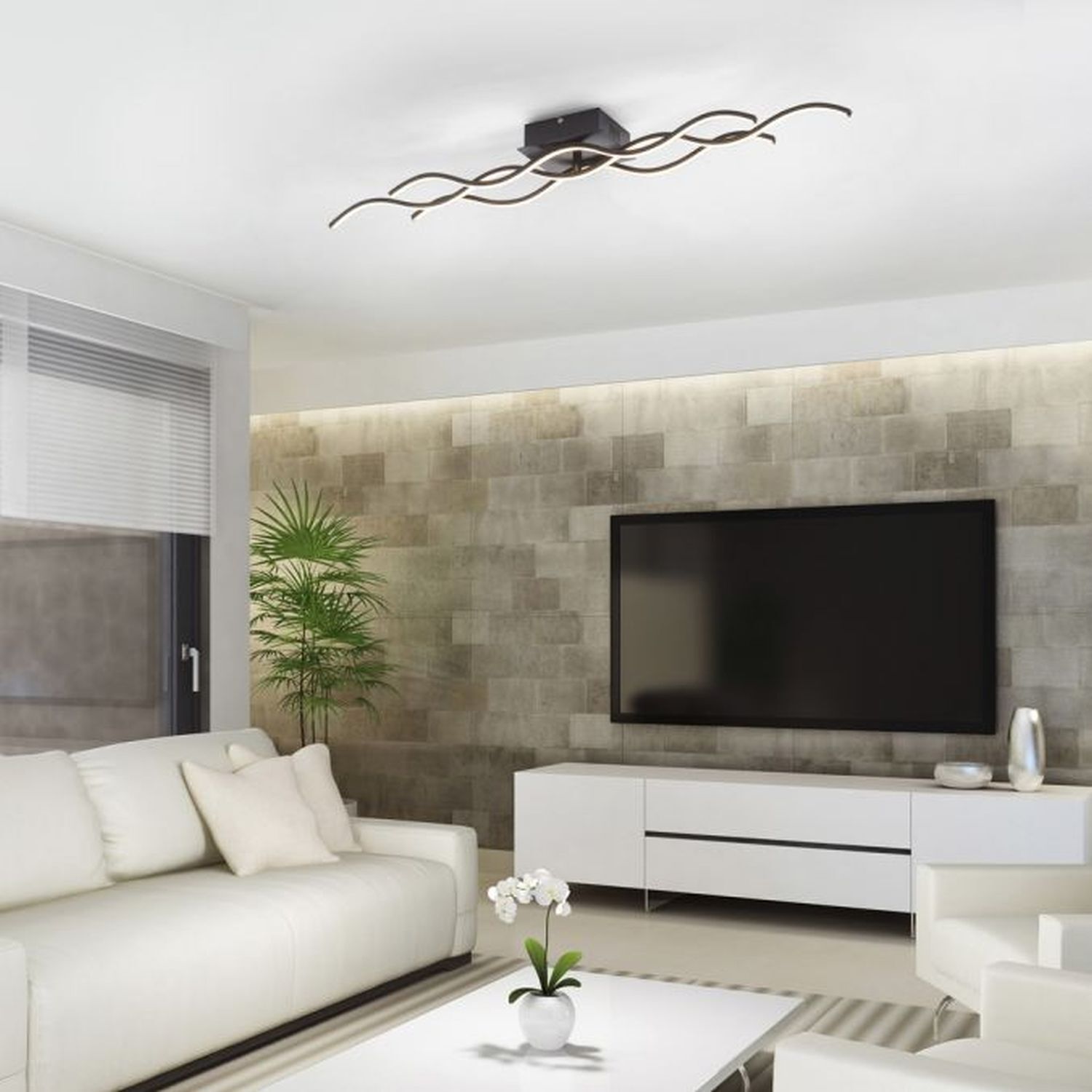Lampe de plafonnier LED Vagues Métal Noir 3920 lm Moderne Innenarchitektur, Wohnzimmer, Dekoration Ihres Zuhauses, Überwachen, Bildschirm