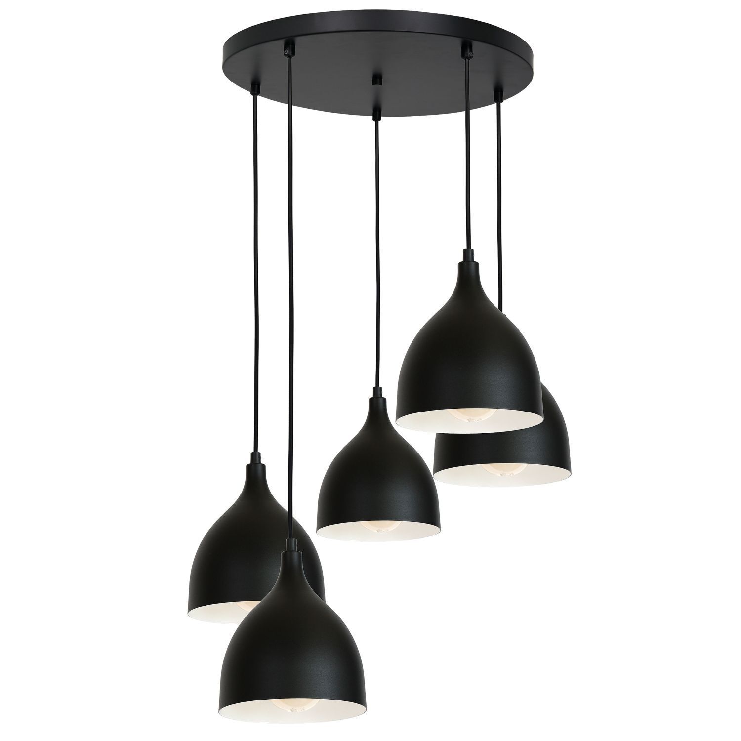Lampe à suspendre noire métal 5 flammes scandinave