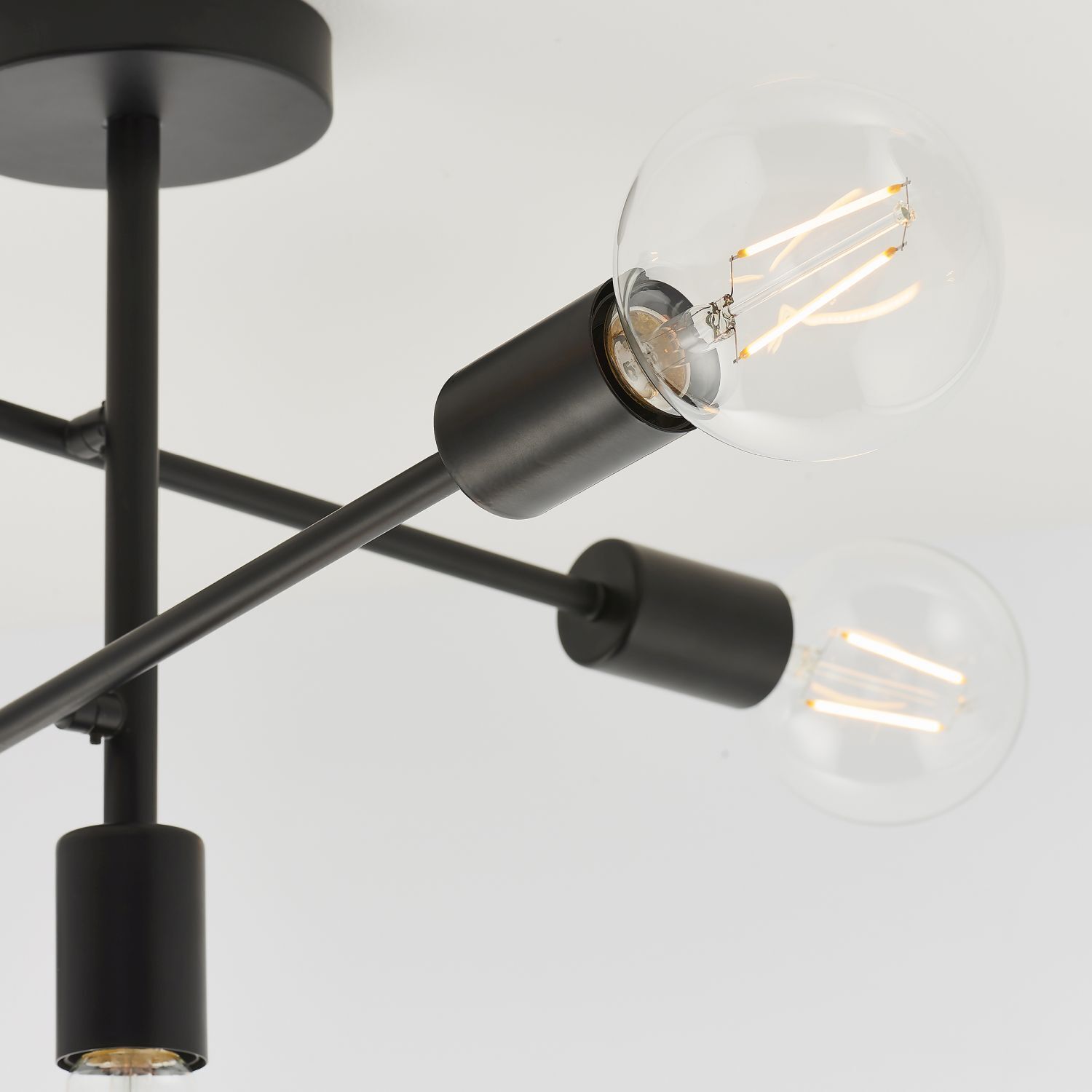 Lampe de plafonnier noir métal 53 cm de large rétro pour 5x E27