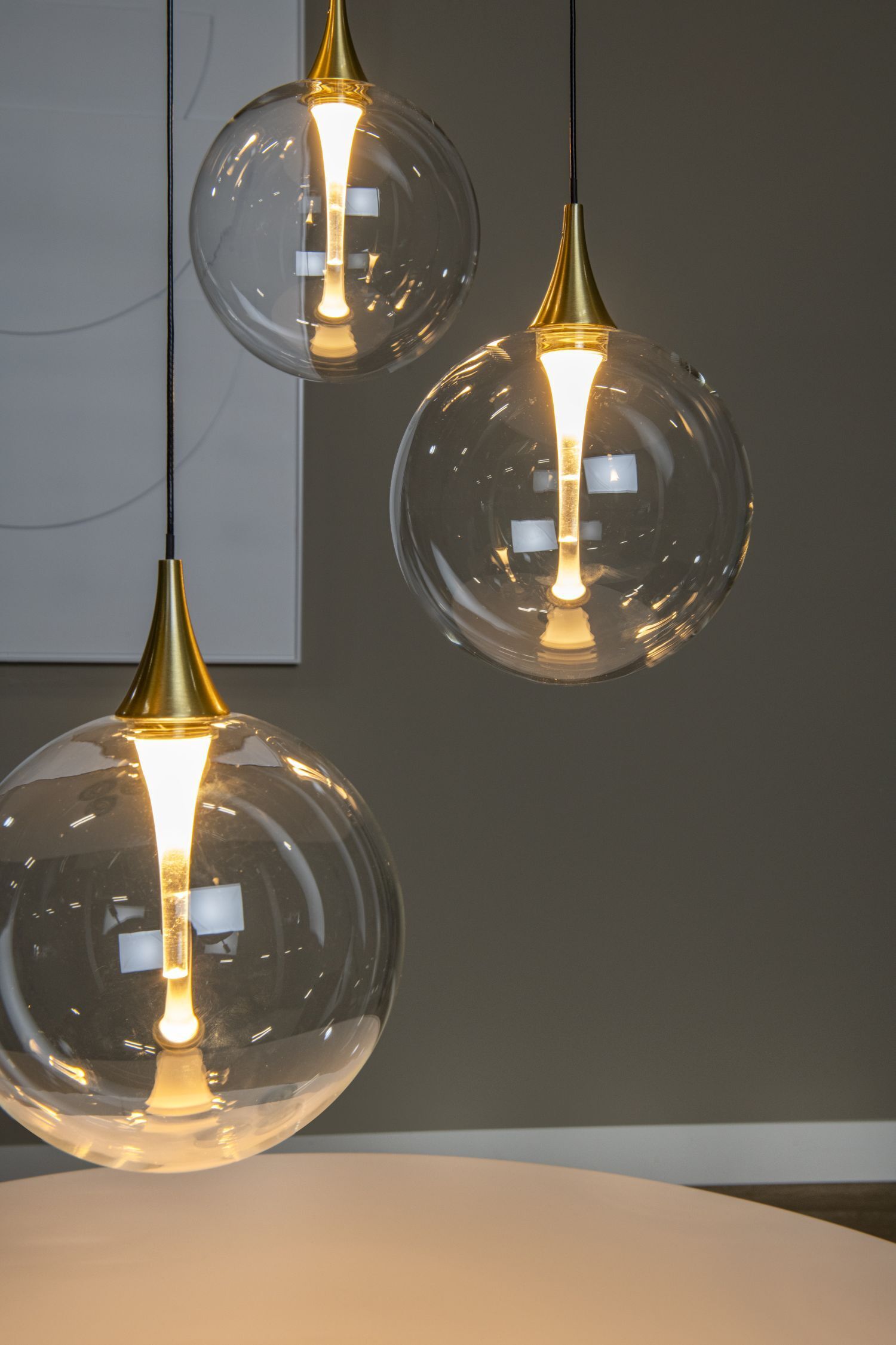 LED Hängelampe Schwarz 5-flammig 2700 K L:48 cm Hängelampe, Glaslampe, Klarglas, goldene Fassung, Leuchte