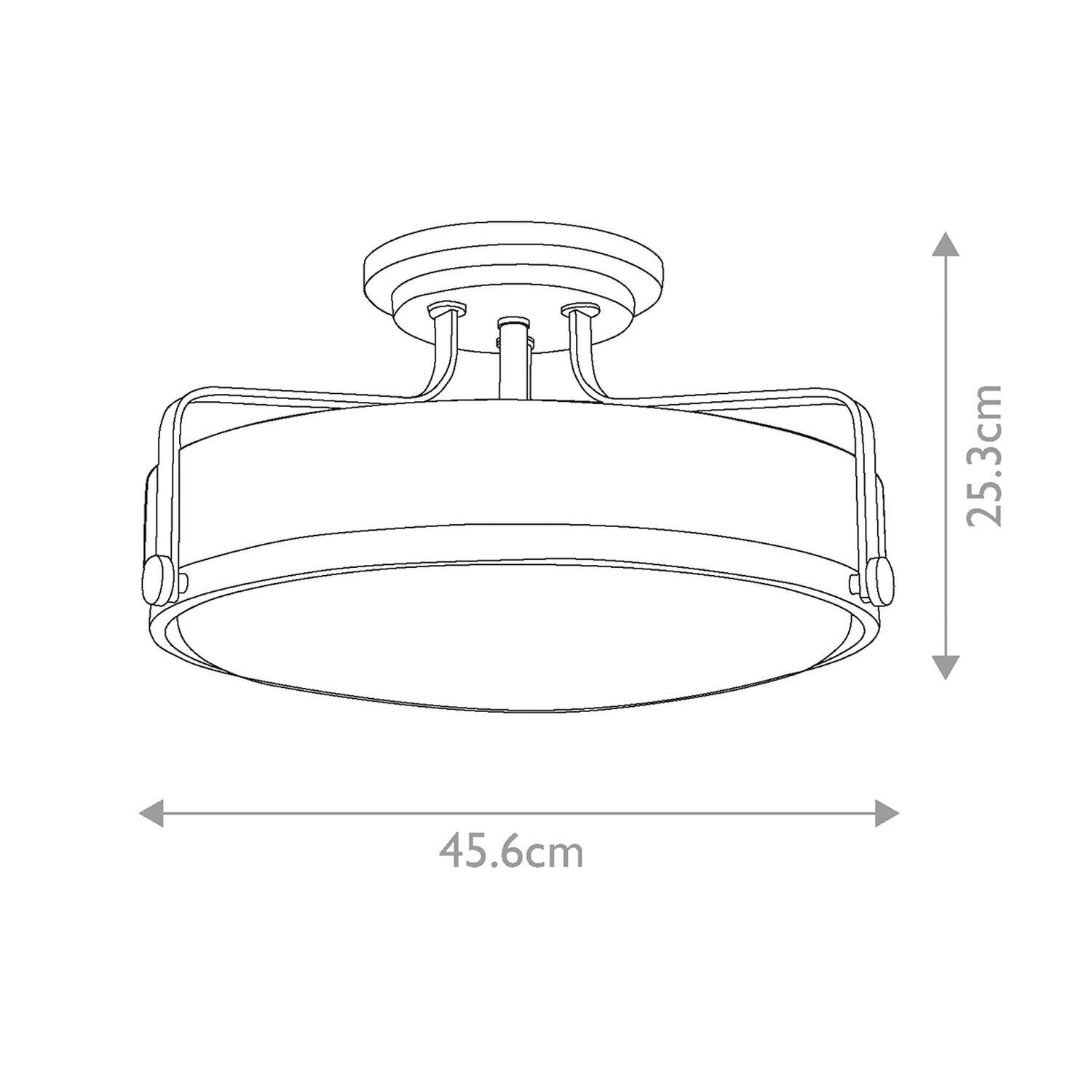 Plafonnier métal verre E27 rond Ø 45,6 cm 3x E27
