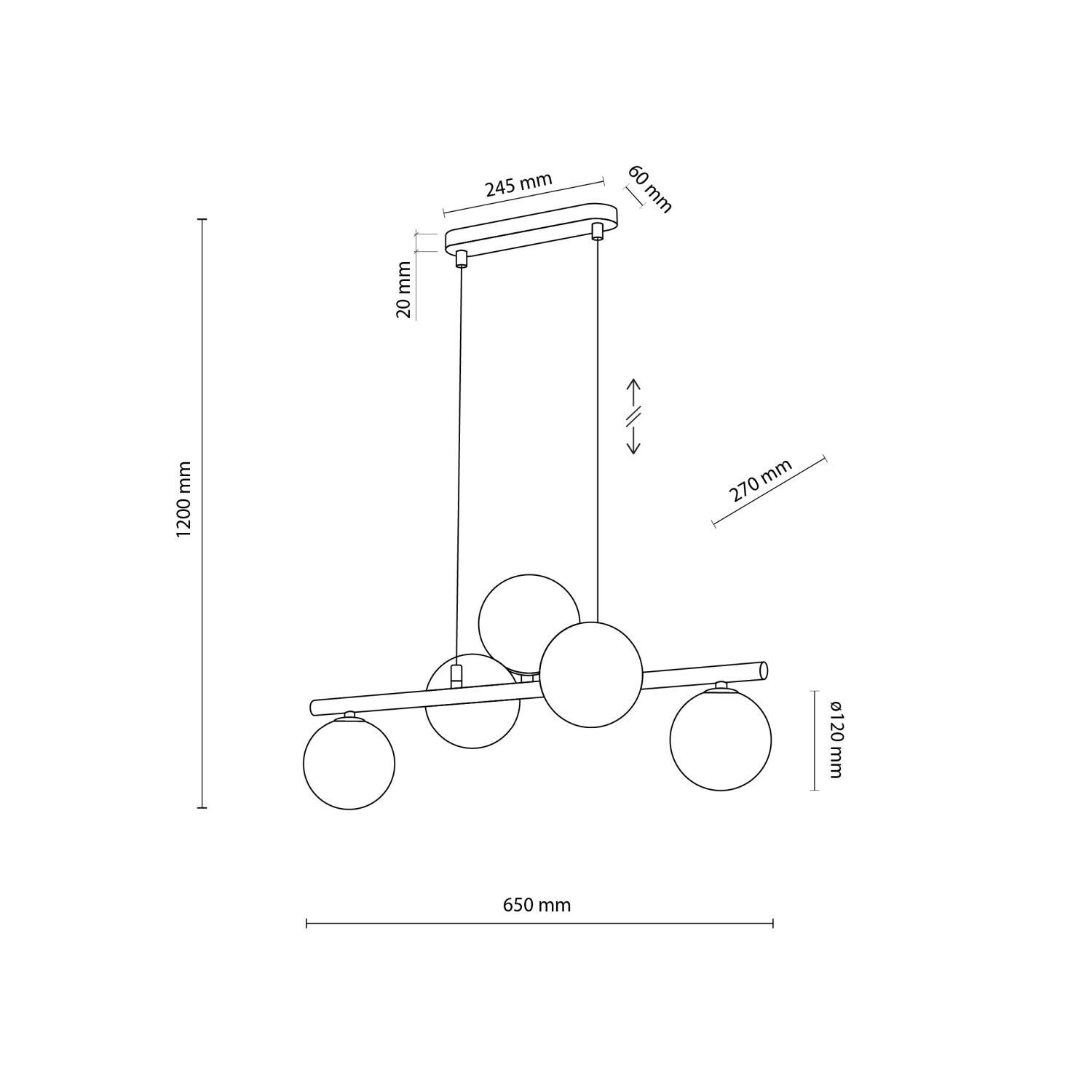 Hängelampe Rauchglas Metall höhenverstellbar 5x G9 Diagramm, Handlung, Plan, CAD-Diagramm
