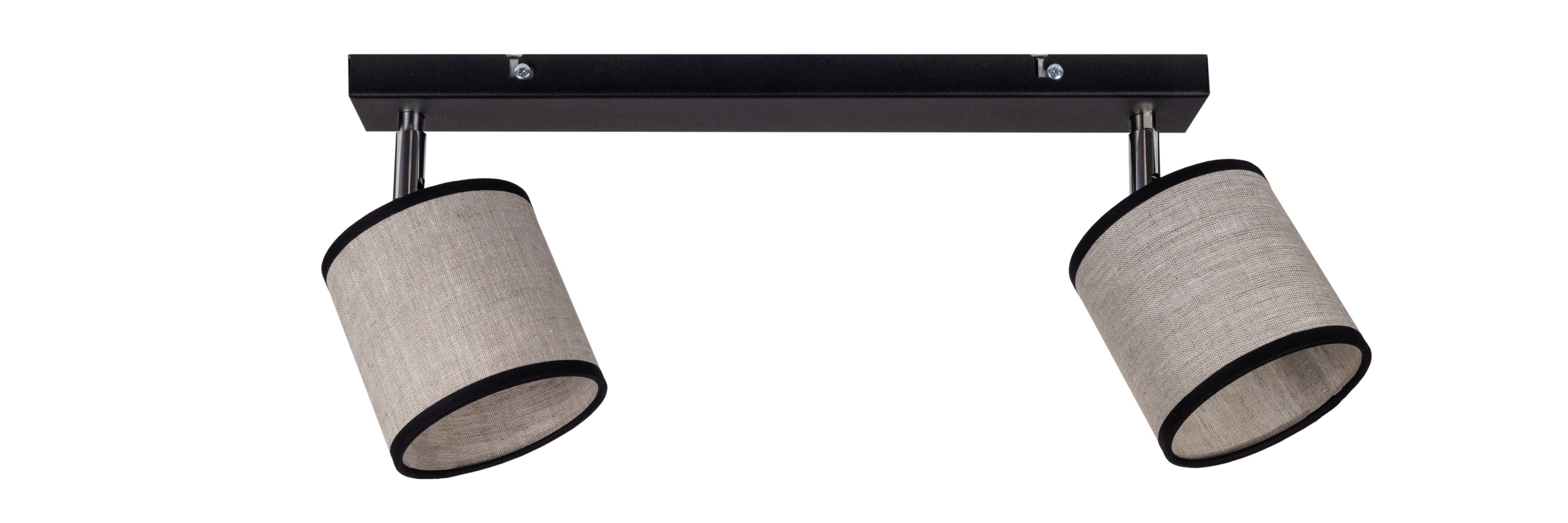 Spot mobile au plafond Tissu Noir Beige E14 L:55 cm