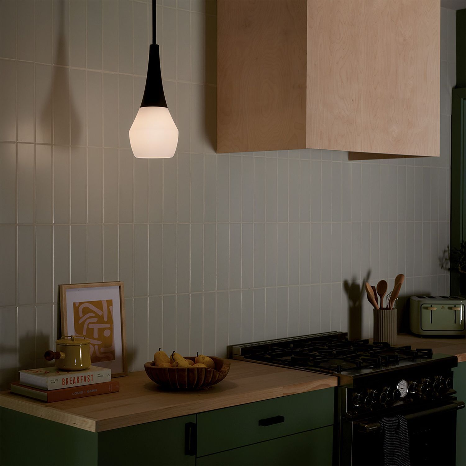 Suspension Abat-jour en verre étroit Ø 17,8 cm H : max. 144,5 cm E27 Drinnen, Küche, Innenarchitektur