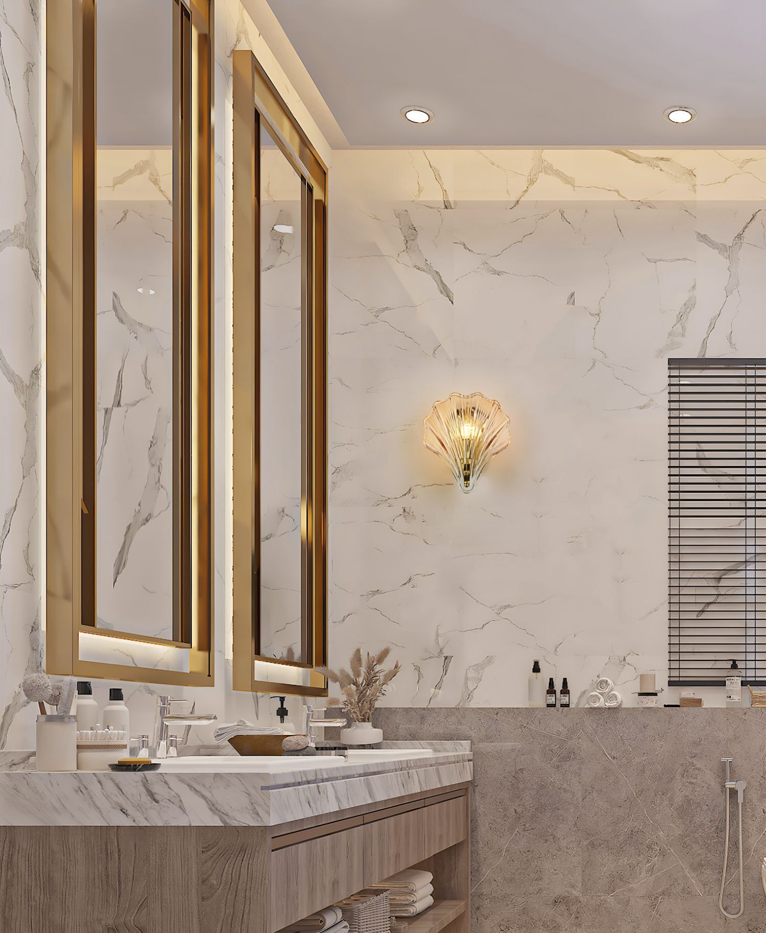 Applique décorative métal verre G9 IP44 en laiton Drinnen, Innenarchitektur