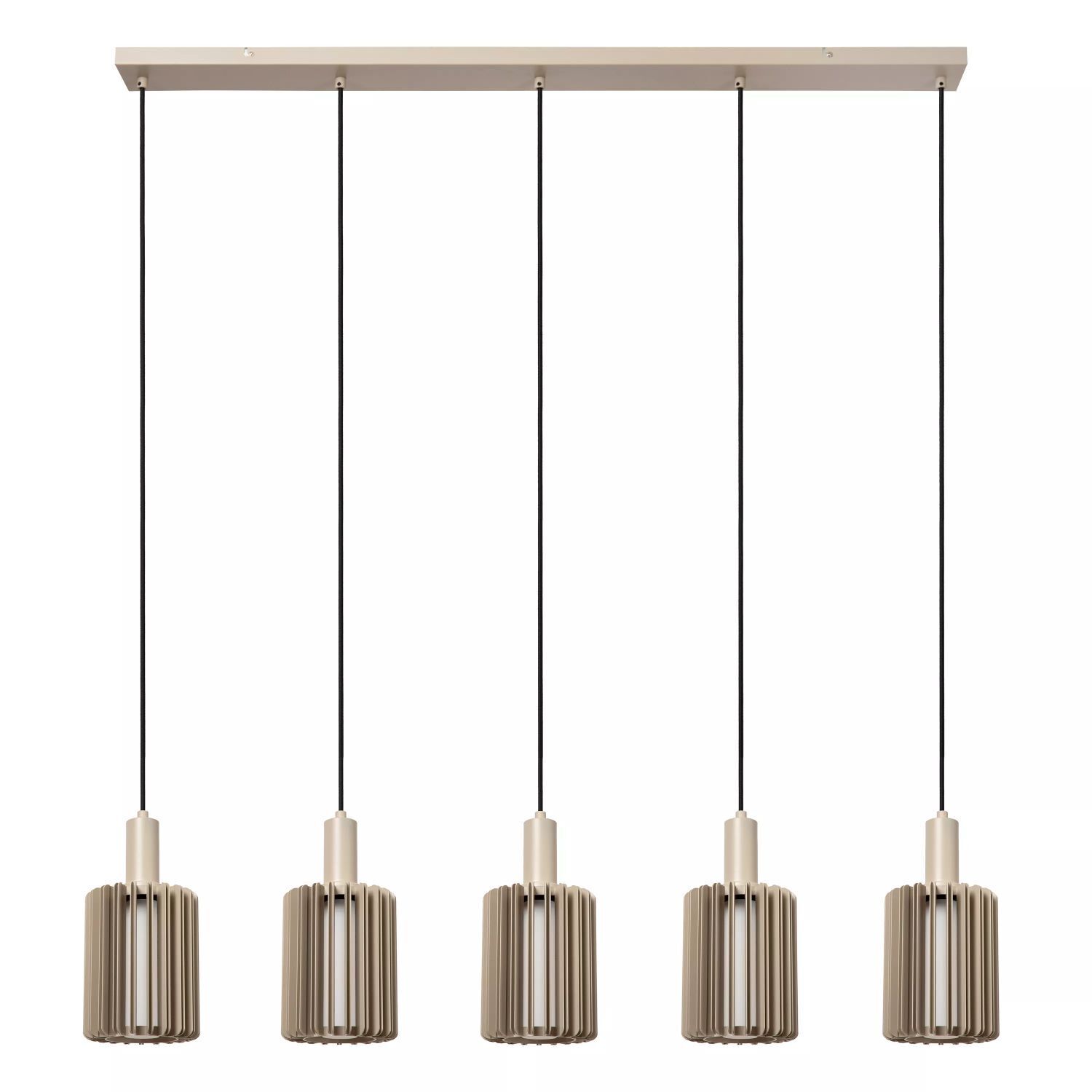 Lange Hängelampe Glas Aluminium Taupe L:164 cm 5-flmg Lampe, Kronleuchter