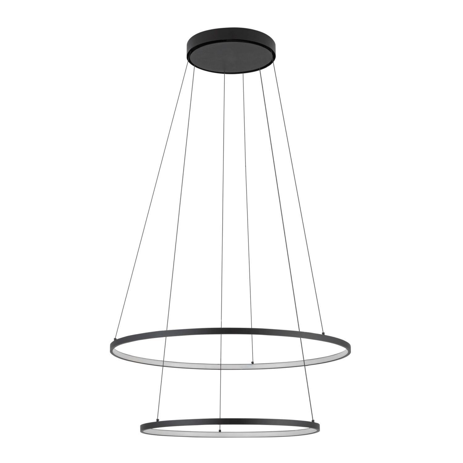 Suspension LED ronde 2 anneaux Ø 60 cm + Ø 45 cm Noir 3000 K