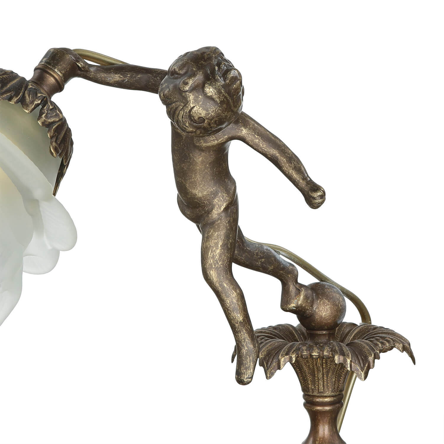 Lampe de table Putti en laiton véritable Antique Premium