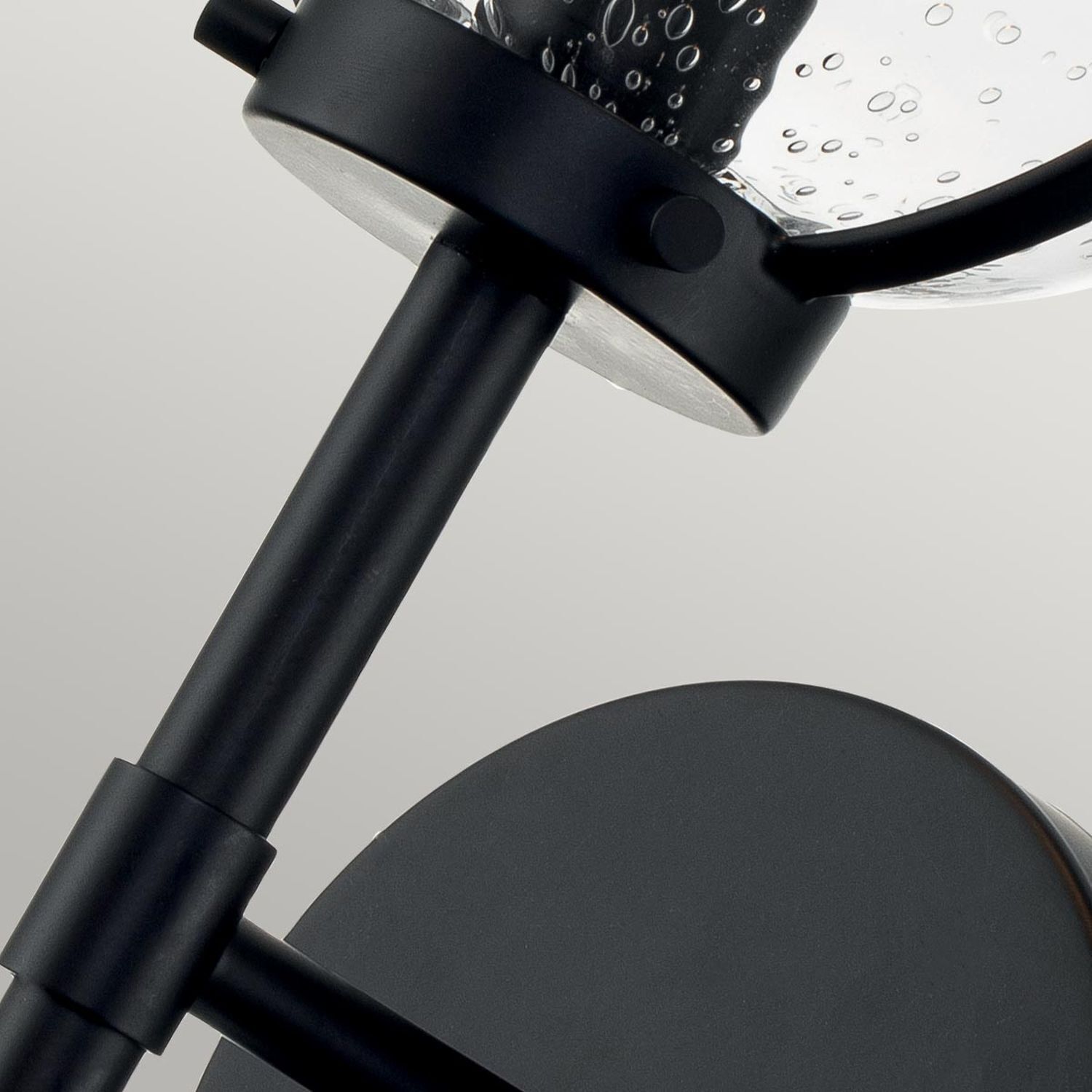Lampe de salle de bain métal verre IP44 hauteur 40,3 cm noir