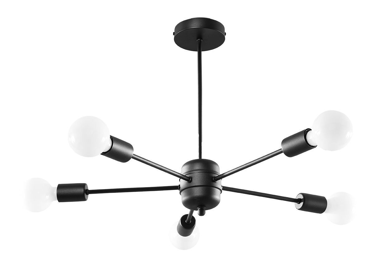 Plafonnier noir Ø 66 cm 5 flammes pour E27