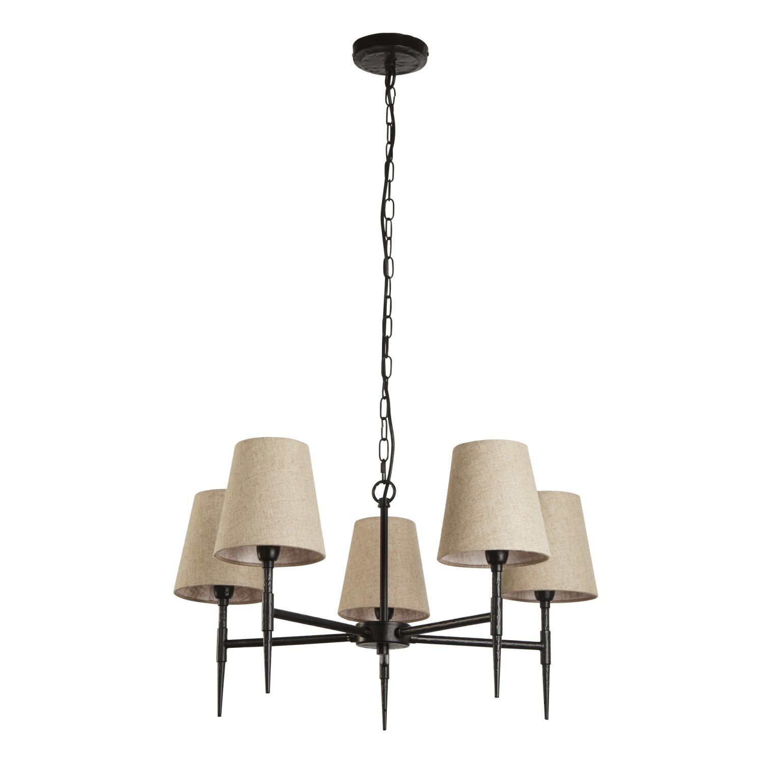 Lustre à 5 flammes Ø 66 cm Rustique E14 Noir Crème