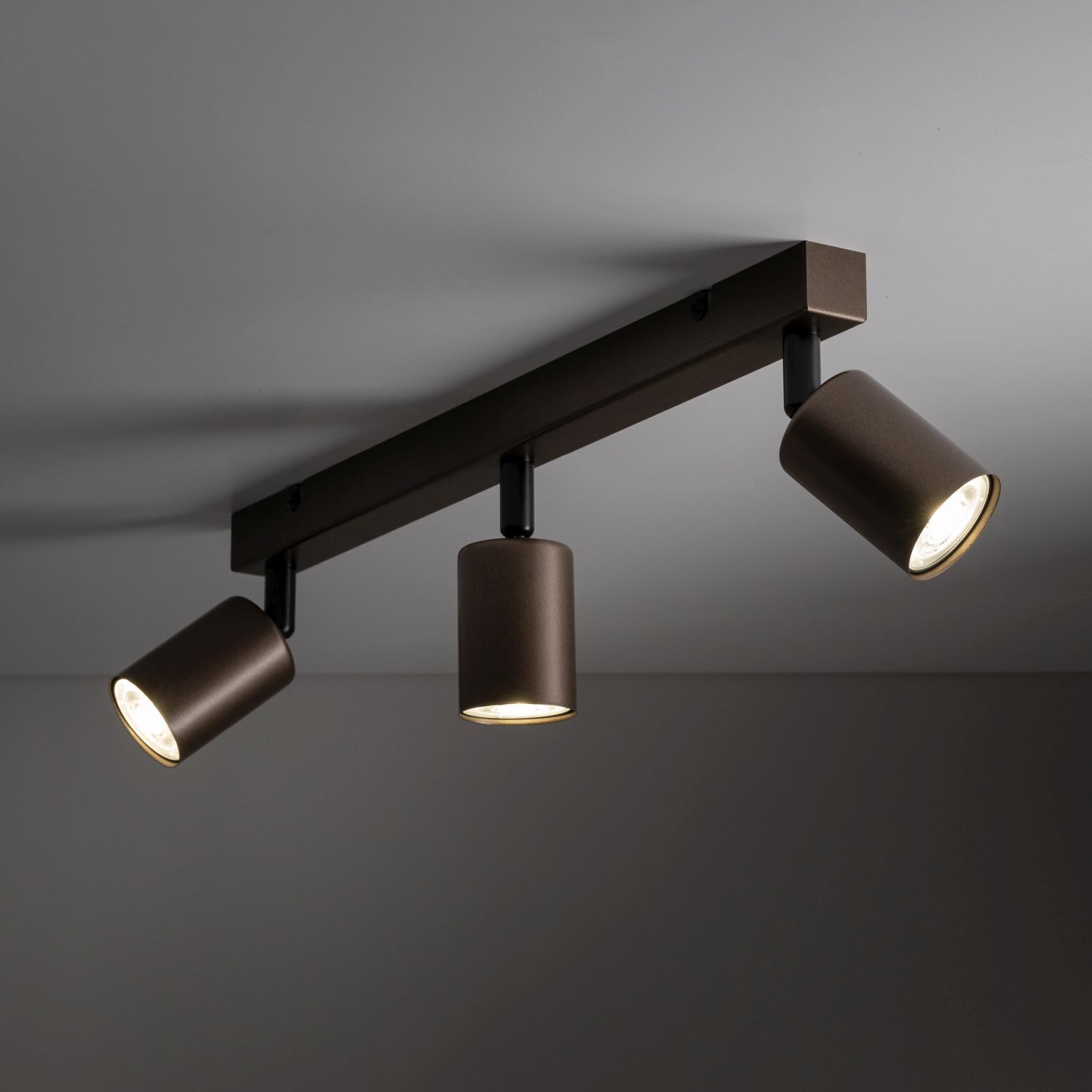 Deckenleuchte 3-flammig Metall Braun 60 cm GU10 verstellbar Beleuchtung, Lampe, Leuchte, Deckenleuchte