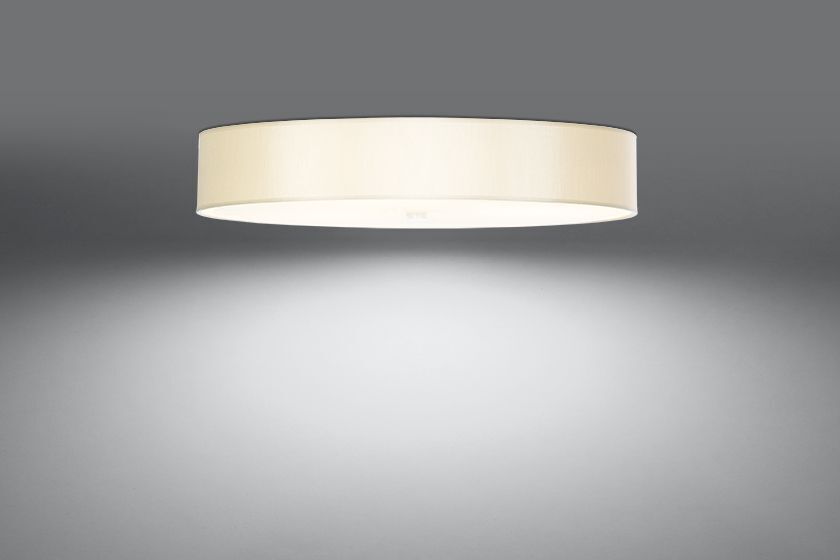 Plafonnier grand Ø 80 cm rond Blanc Tissu Verre 6x E27