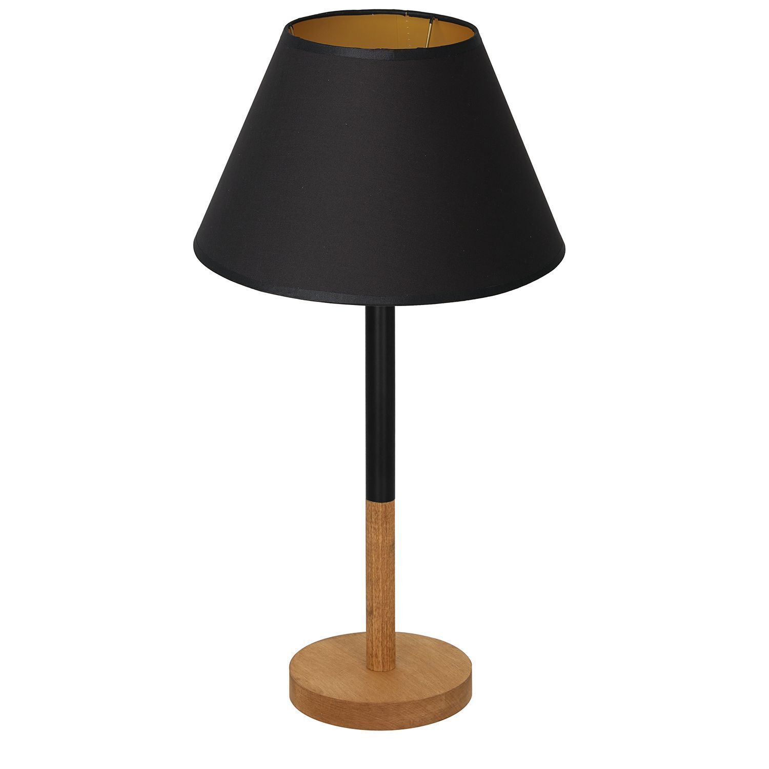 Lampe de chevet noir nature or tissu bois 56 cm E27