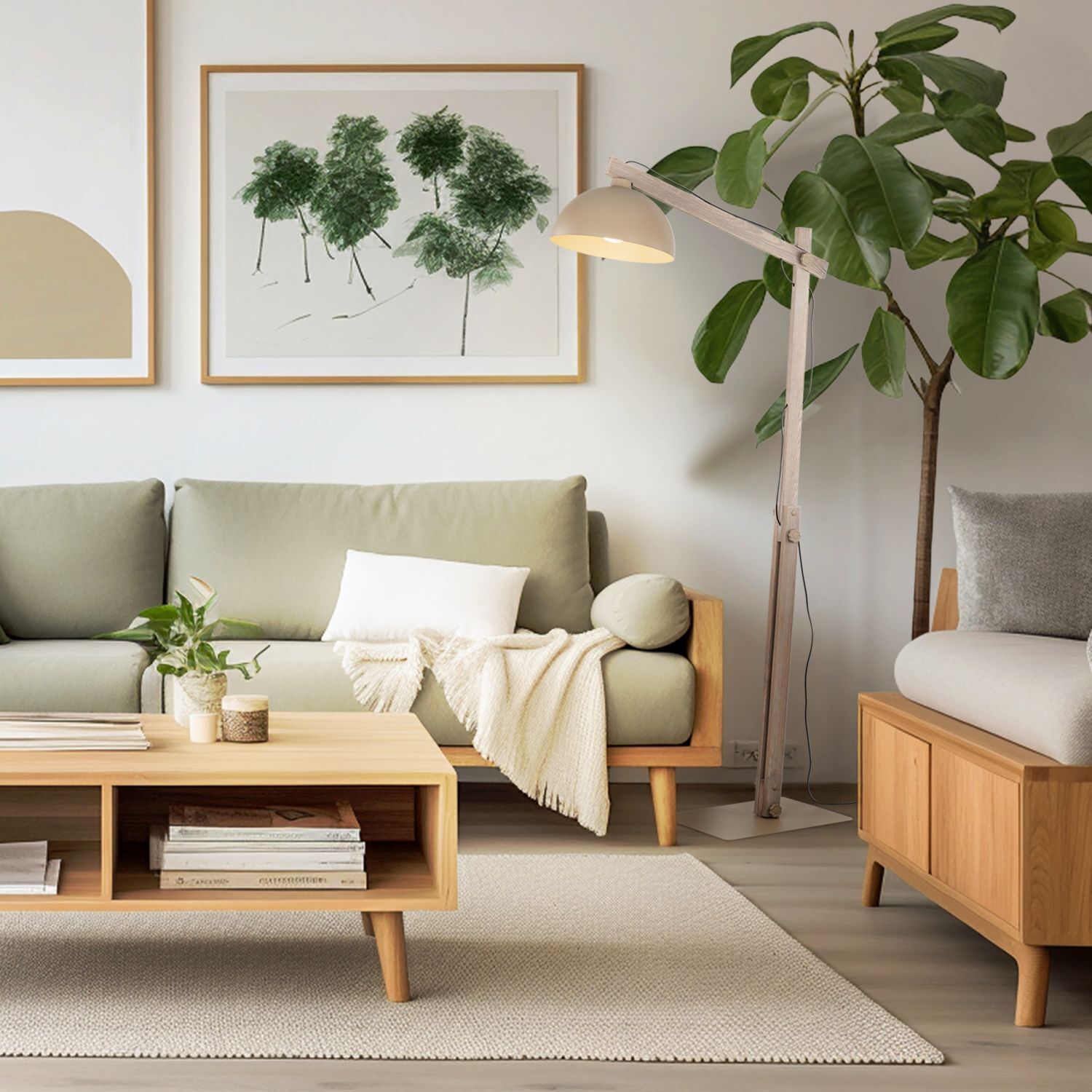 wohnzimmer, sofa, lampe, pflanze, teppich