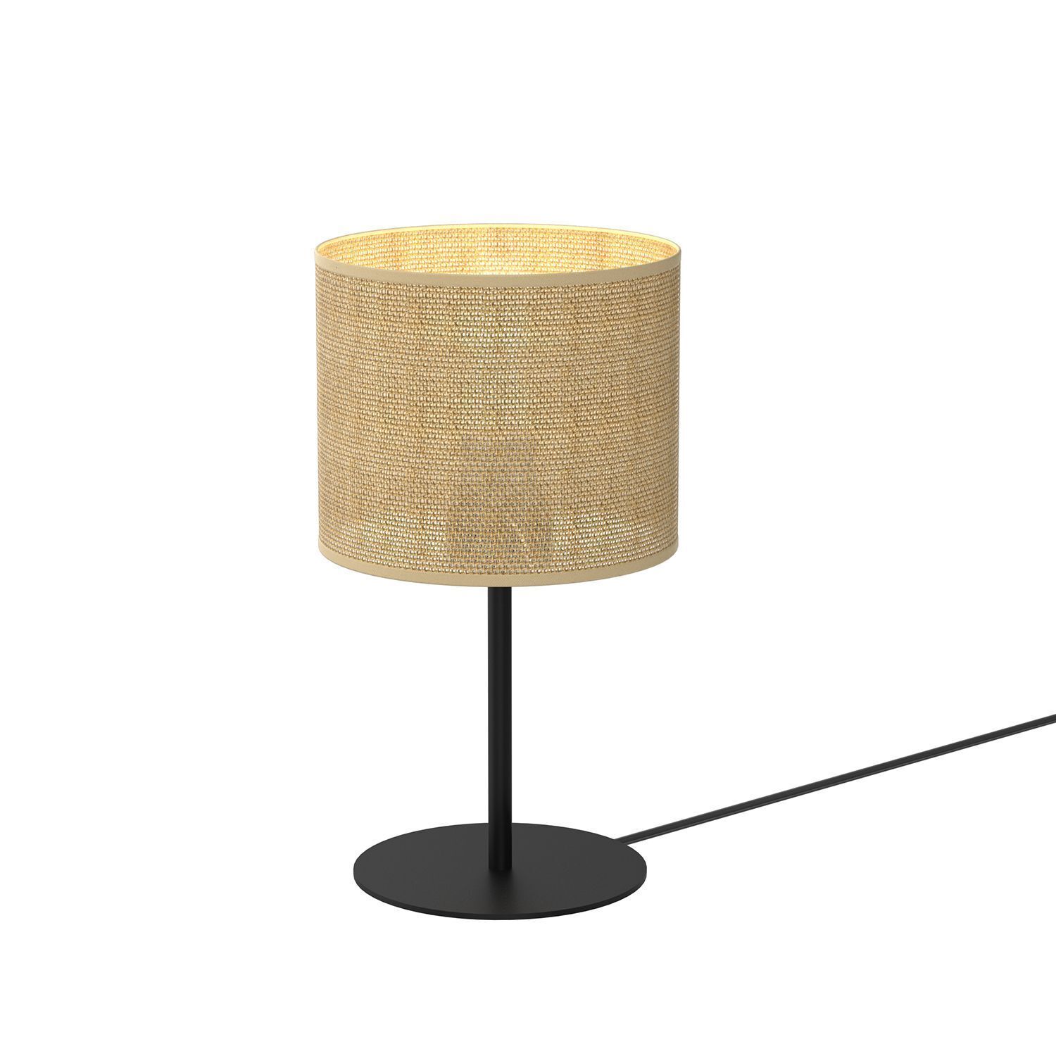 Lampe de chevet Jute Métal E27 34 cm Noir Naturel