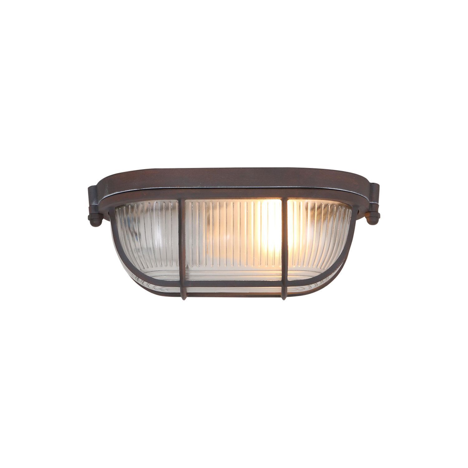 Lampe de plafond verre cannelé métal brun L:21 cm Industrie