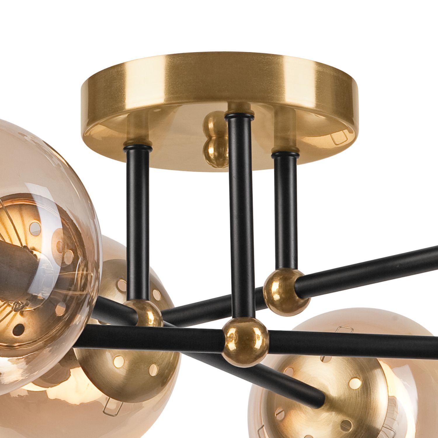 Lampe de plafonnier pauvre en or verre métal 6-flamme E14