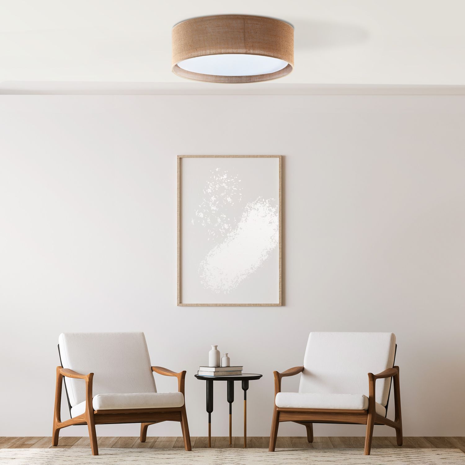 deckenleuchte-deckenlampe-rianne-4-flammig-bohoweiss-braun-modern-210-3 sofa, armchairs, wooden frame, coffee table, wall art